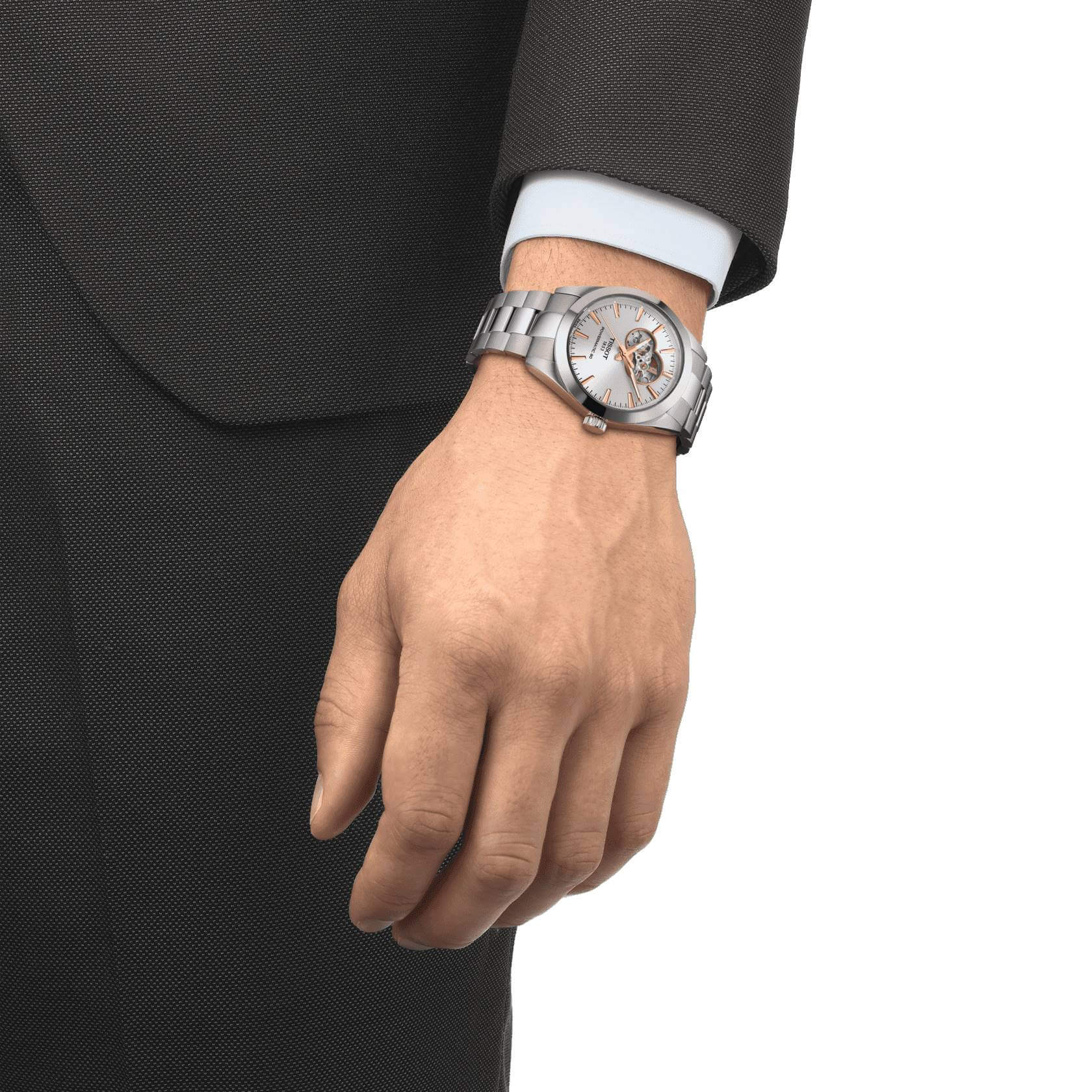 TISSOT -Gentleman Powermatic 80 Open Heart men's watch silver automatic 40mm- T127.407.11.031.01