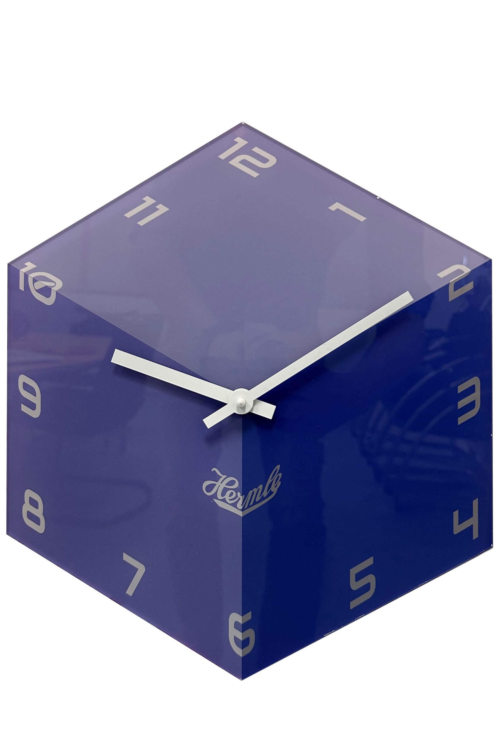 Hermle -hexagonal watch 3D cube blue quartz 35cm- 30107-Q72100