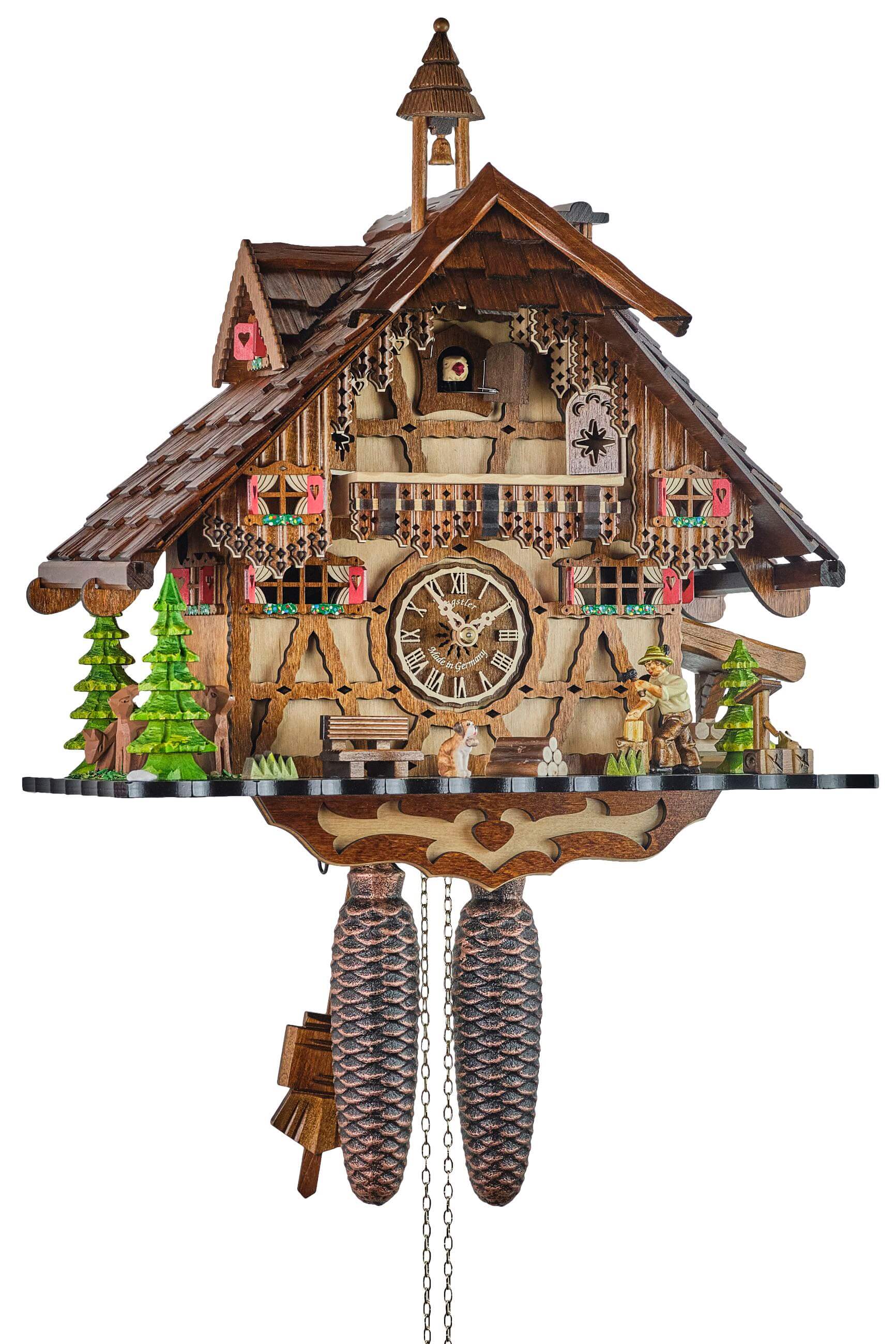 Engstler -Cuckoo clock Black Forest house with half-timbered 8-day movement 43cm- 3651/8