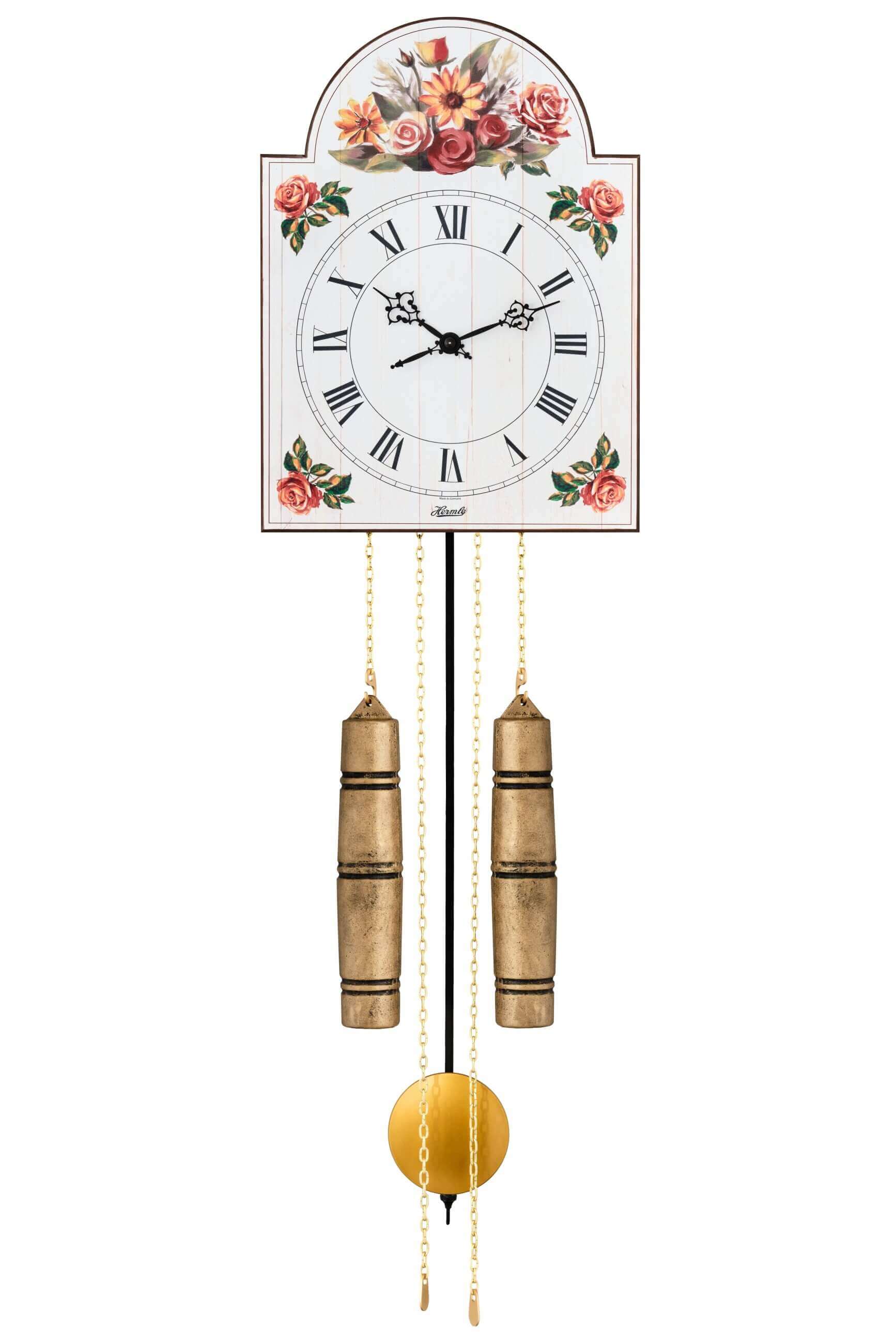 Hermle -Sign Clock White with Painting 8 Days Half Hour Strike Mechanical 62cm- 61026-000261