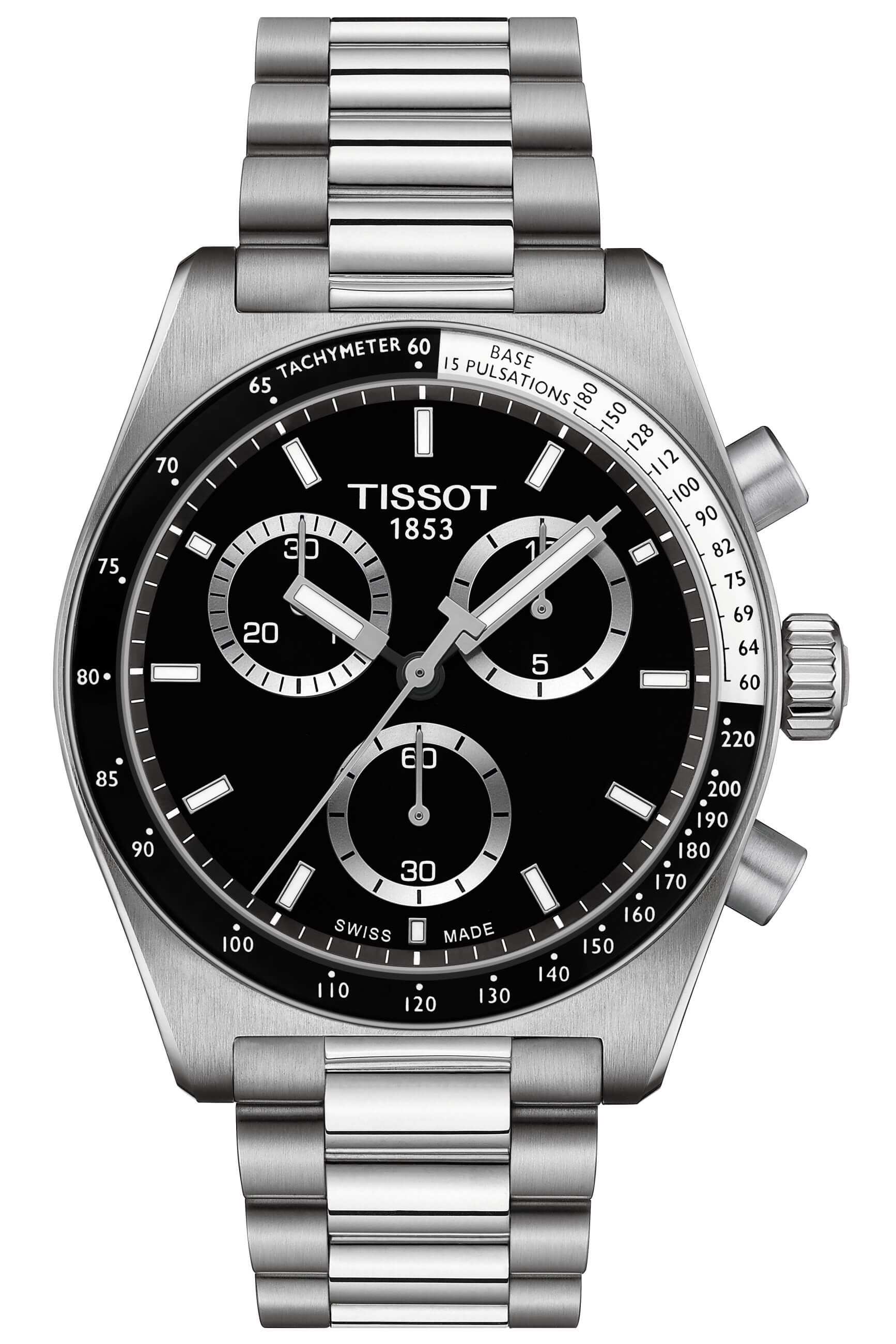 TISSOT -PR516 Chronograph Herrenuhr Silber Schwarz Quarz Saphirglas 40mm- T149.417.11.051.00