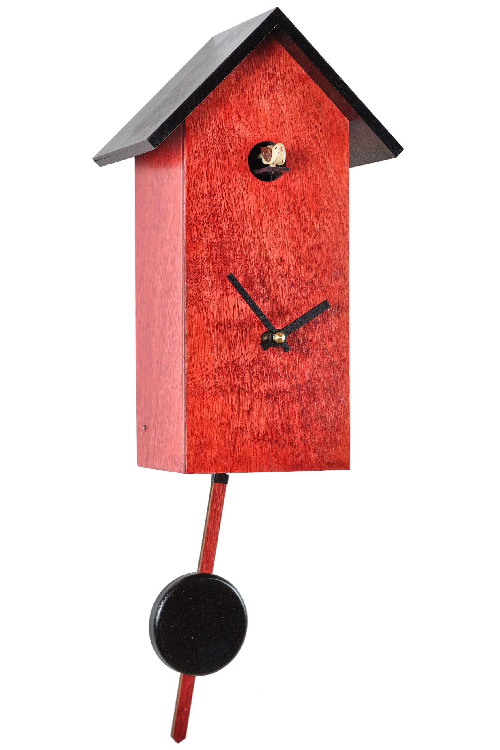 Engstler -Cuckoo clock modern red real wood quartz movement 29cm- 360/40 Q