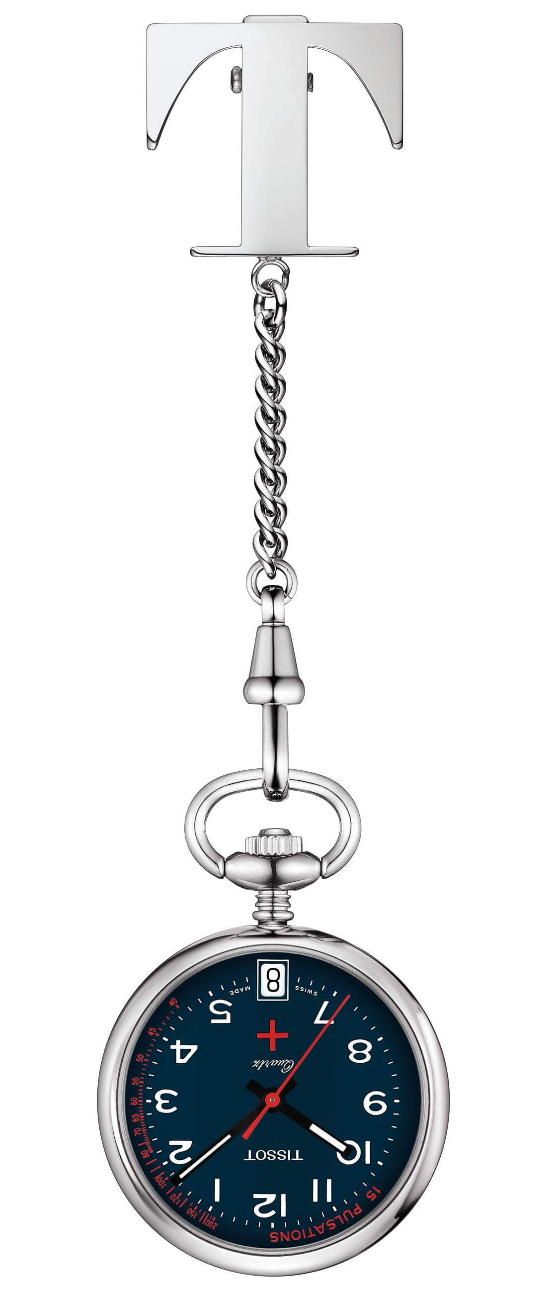 TISSOT -INFIRMIÈRES Ladies' watch Silver Blue Quartz Hesalite glass 30mm- T869.210.19.042.00