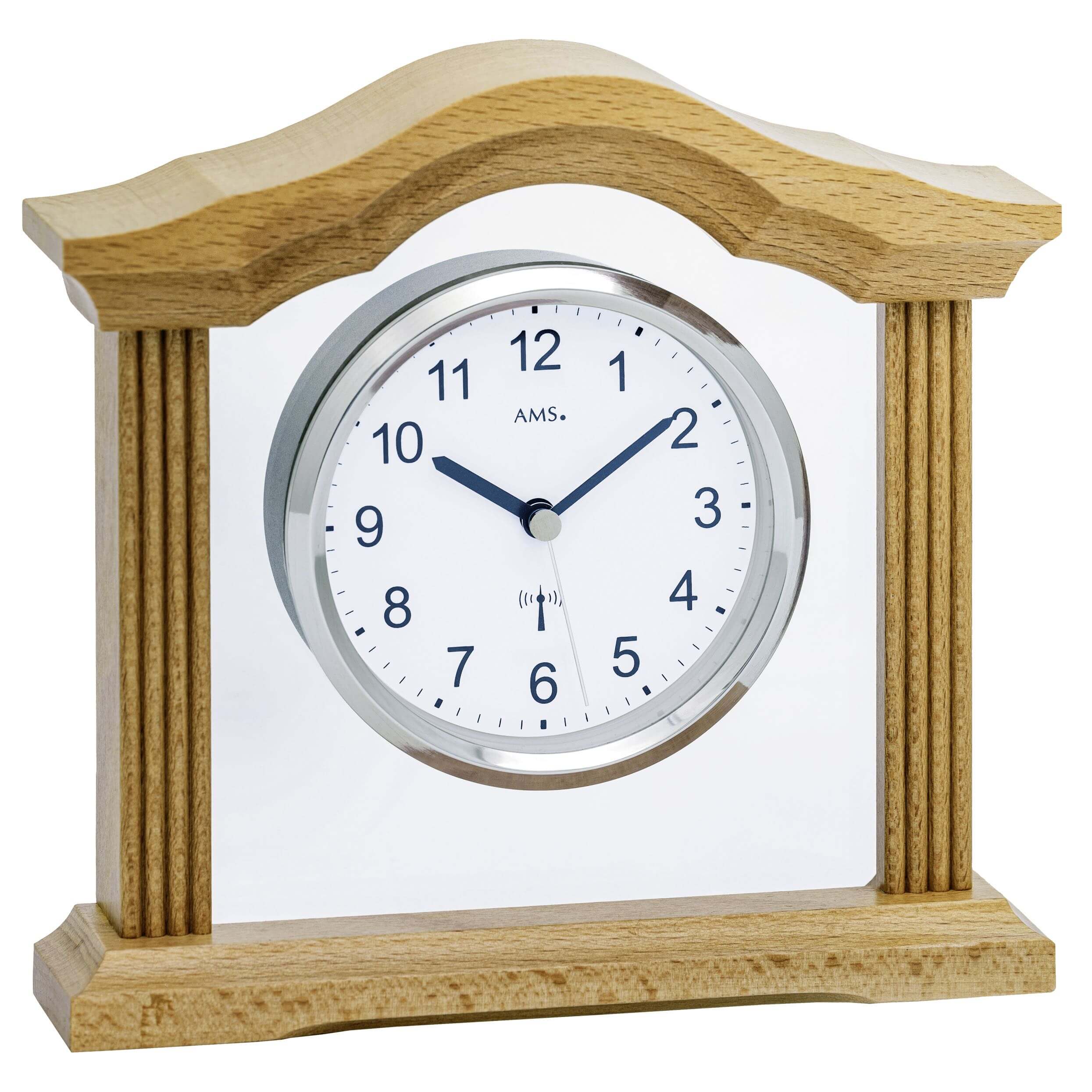 AMS -table clock beech radio controlled movement 19cm- 5139/18