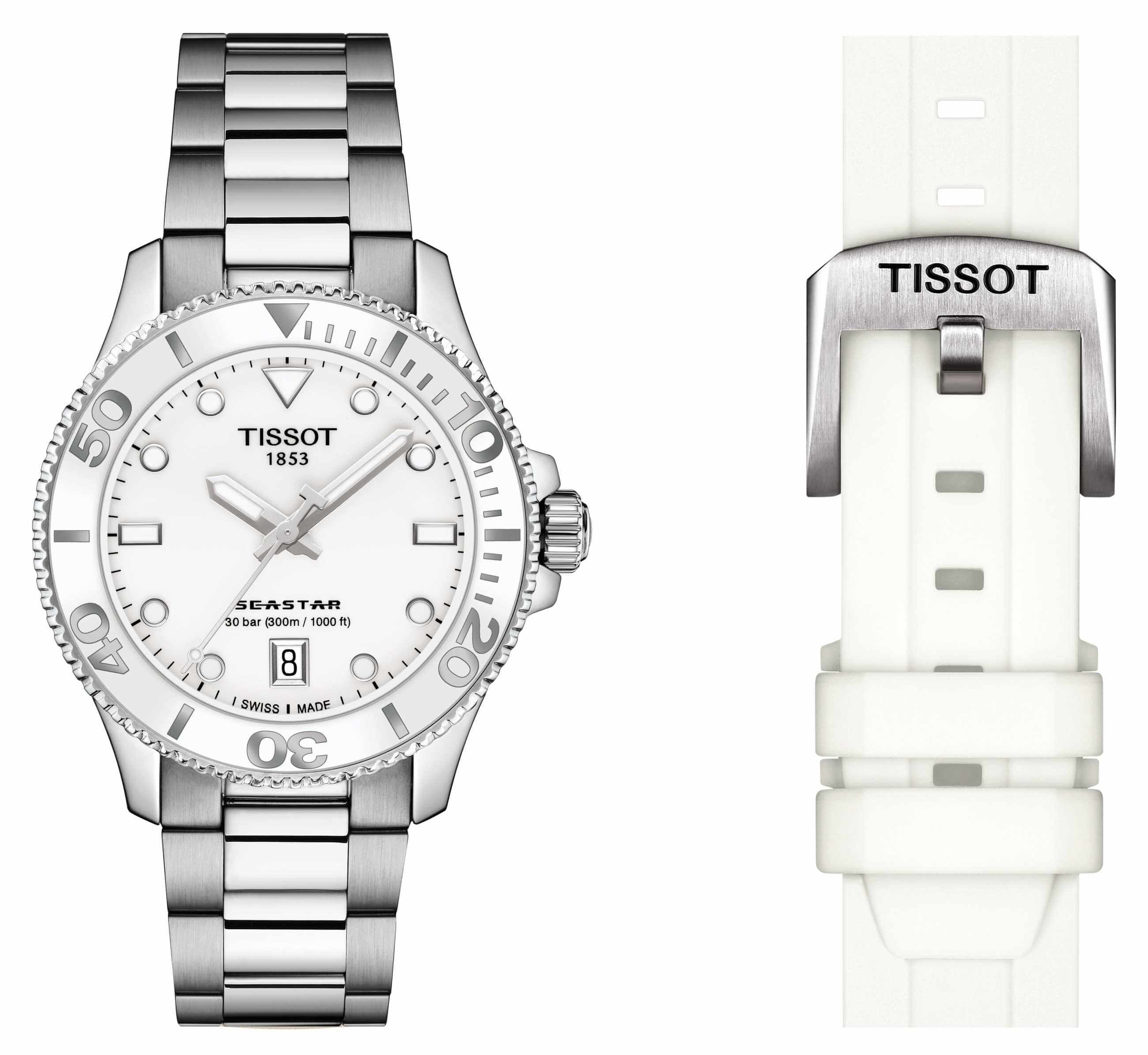 TISSOT -Seastar 1000 ladies' watch silver sapphire crystal quartz 36mm- T120.210.11.011.00