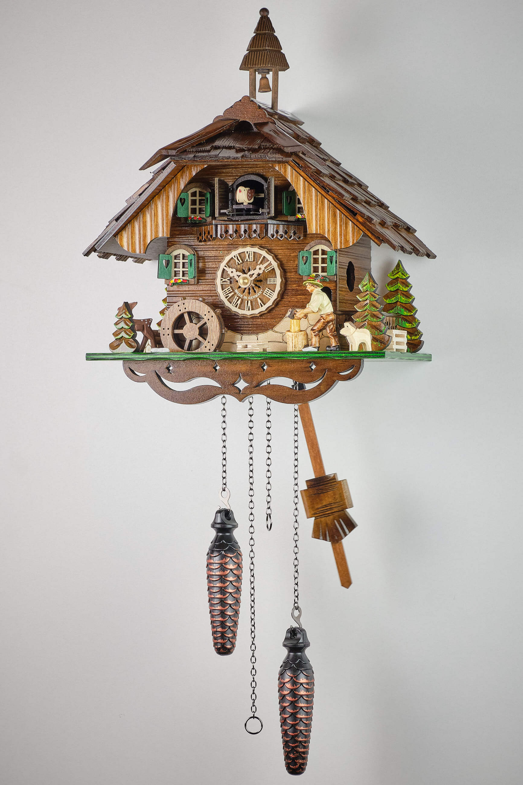 Engstler -Cuckoo clock wood chopper Black Forest house quartz movement 25cm- 4441 QM