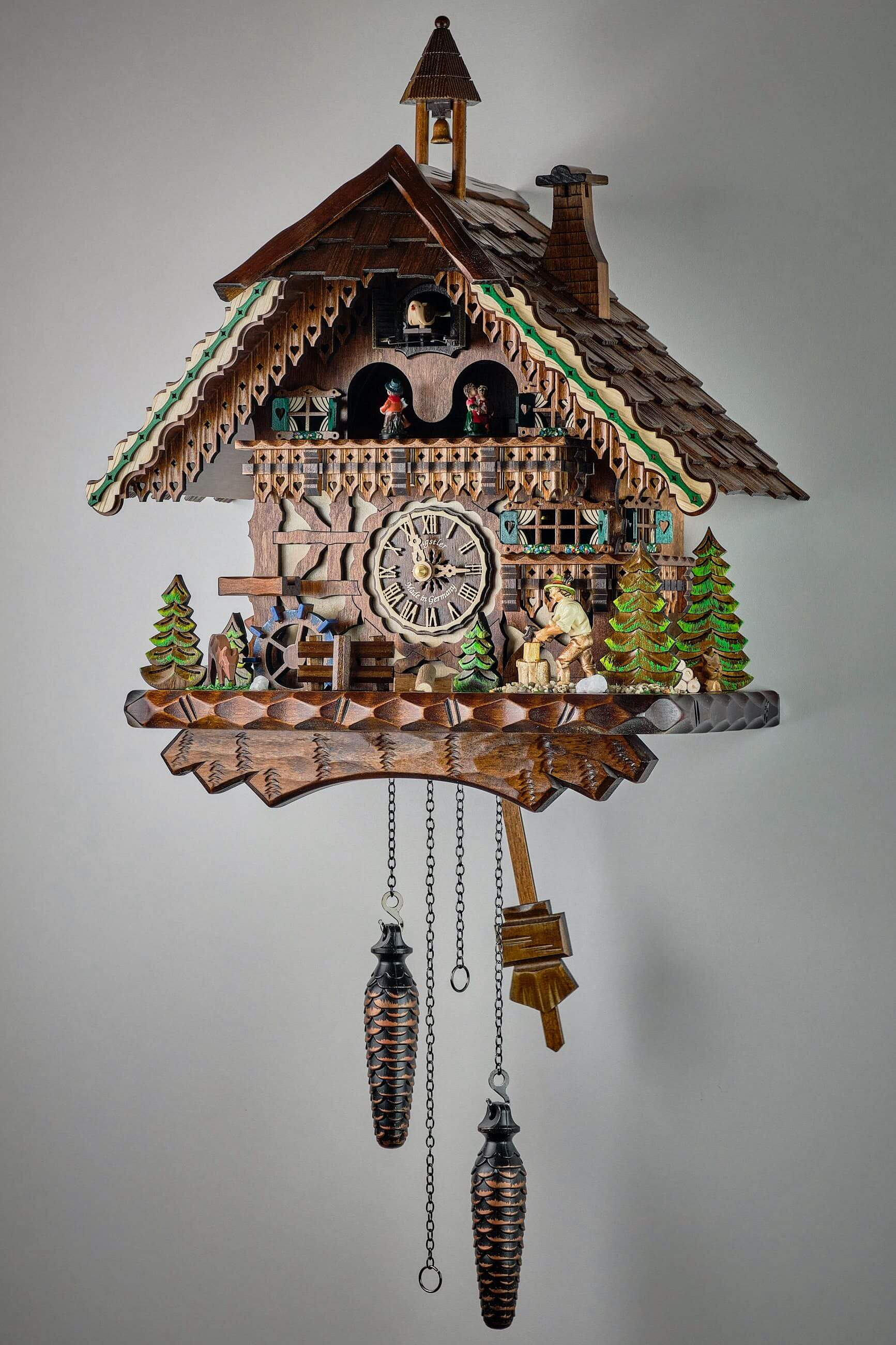 Engstler -Cuckoo clock wood chopper quartz movement with music 43cm- 3801 QMT
