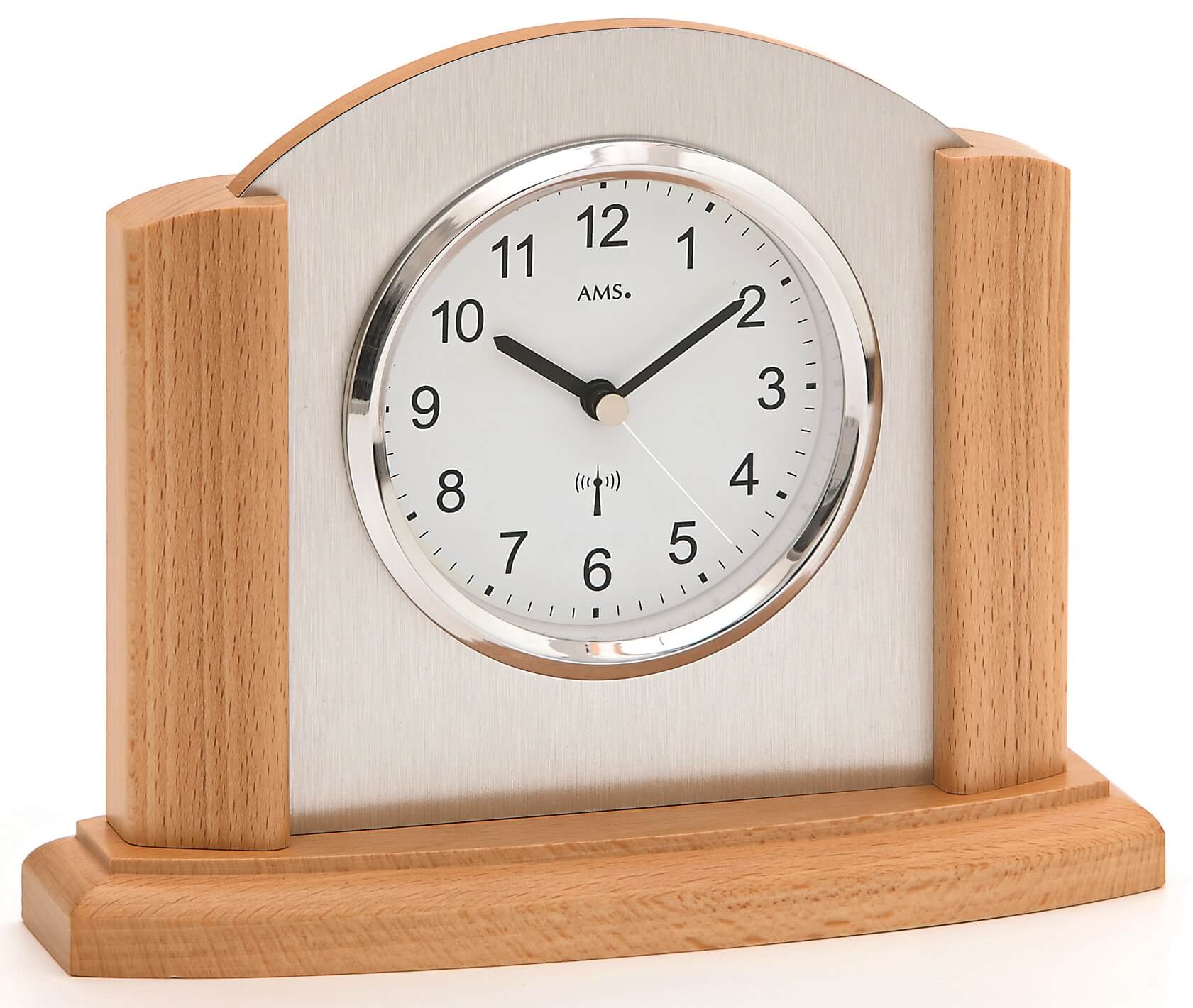 AMS radio-controlled table clock 17cm beech 5123/18