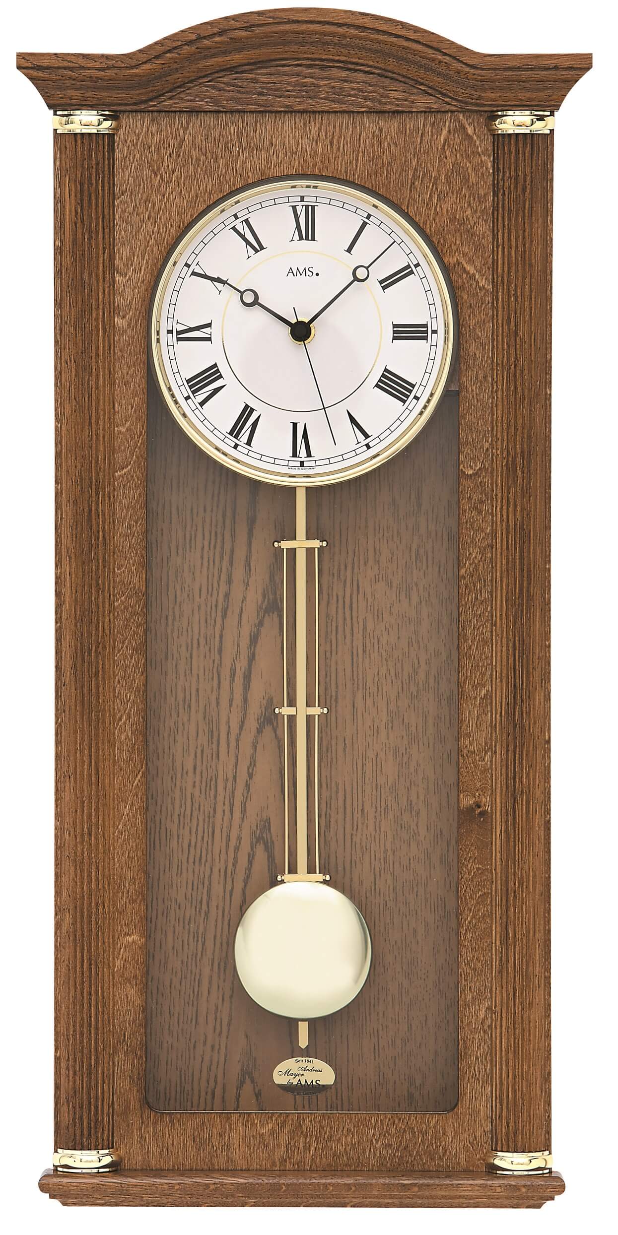 AMS -Funk-Pendeluhr mit Schlag 64cm Eiche rustikal- 5014/4