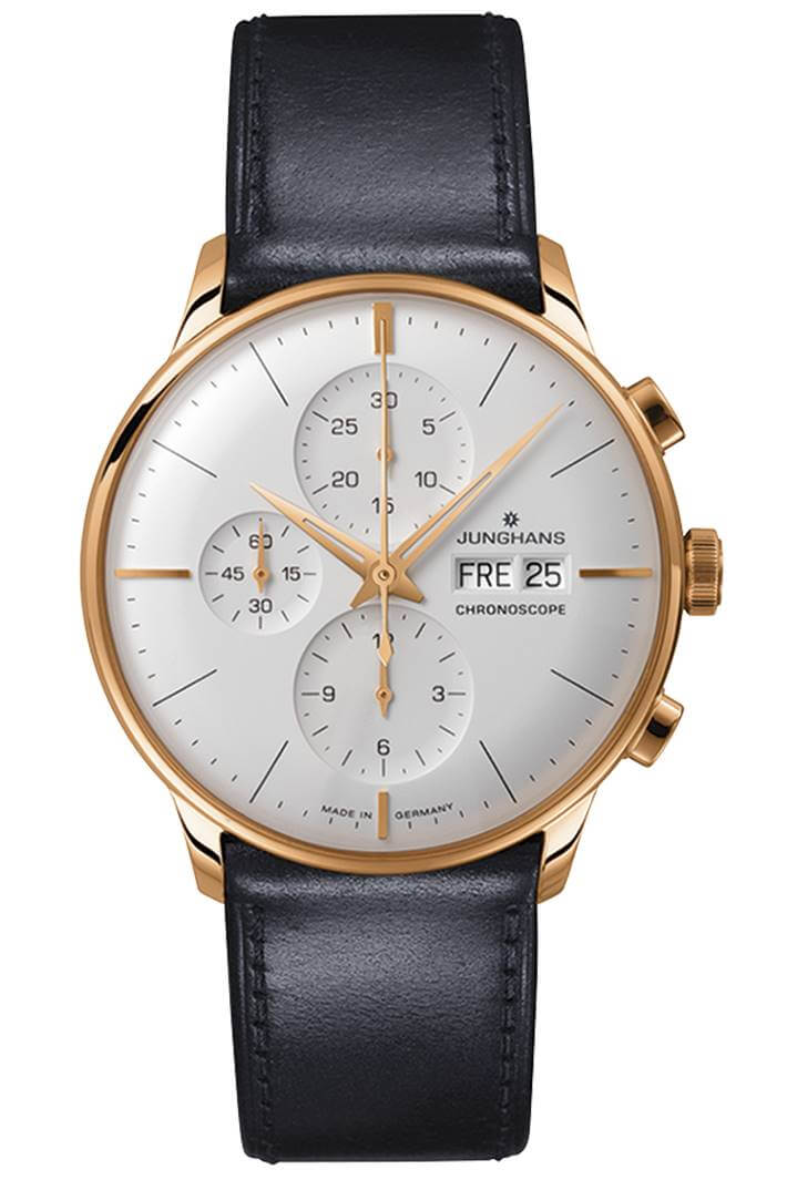 Junghans -Meister Chronoscope Black Automatic Men's Watch Sapphire Crystal 41mm- 027/7023.02