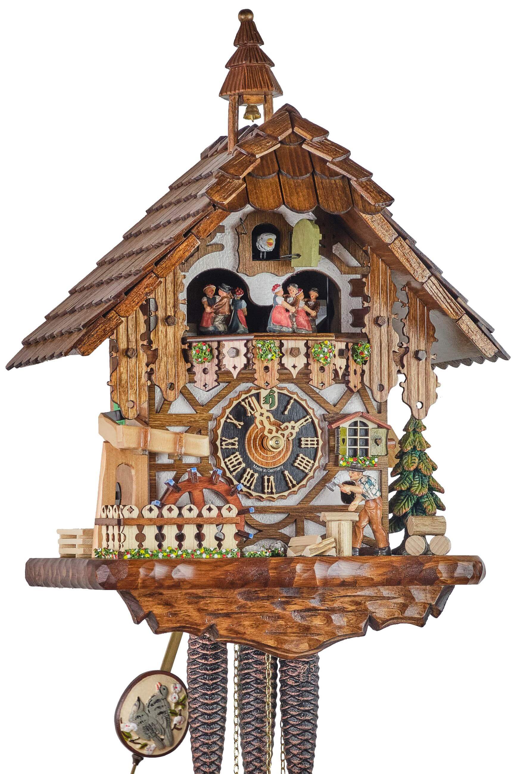Hönes -Cuckoo clock 1-day movement with music house wood chopper 41cm- 6218T