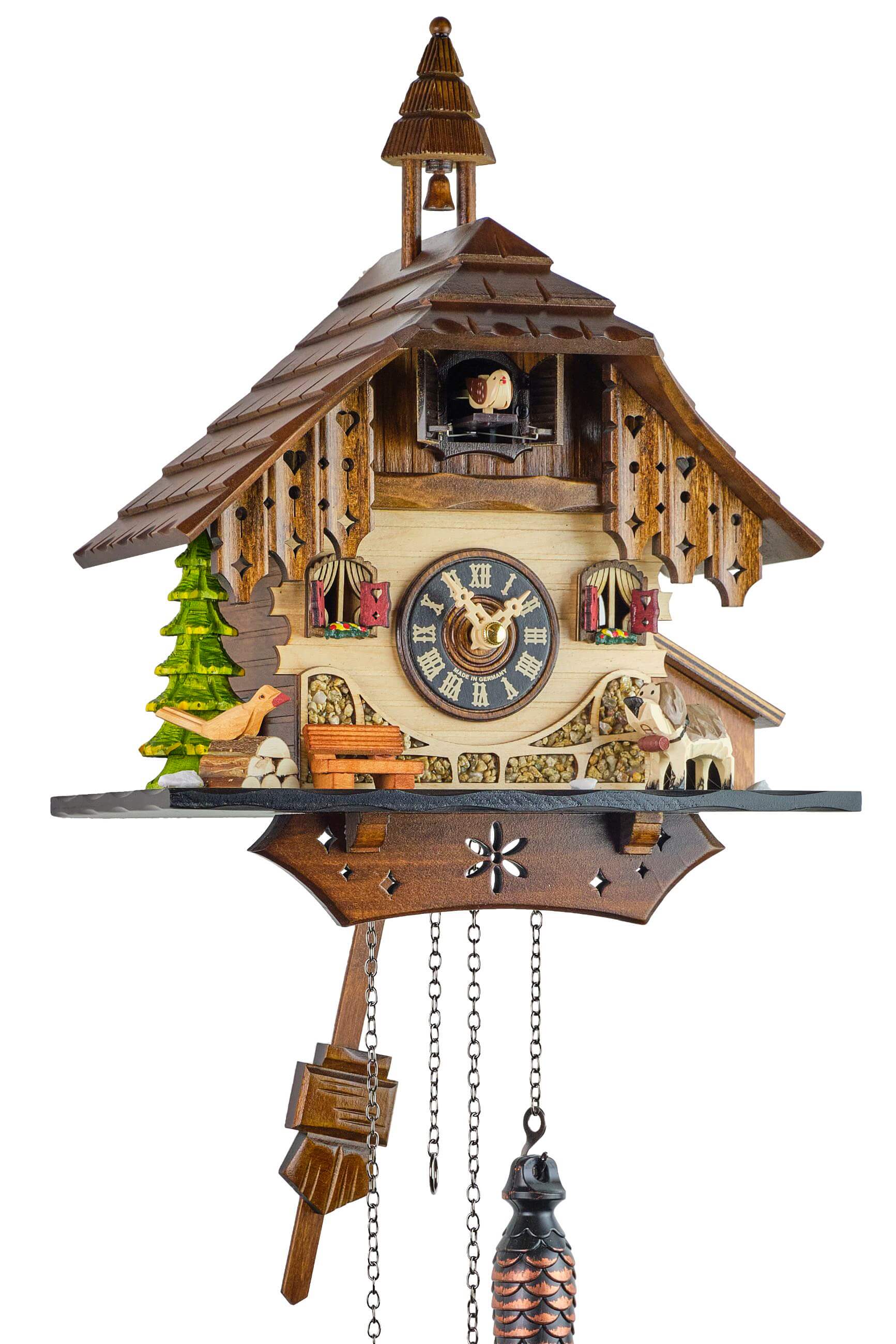 Engstler -Cuckoo clock Black Forest House with quartz movement St Bernard 33cm- 403 Q
