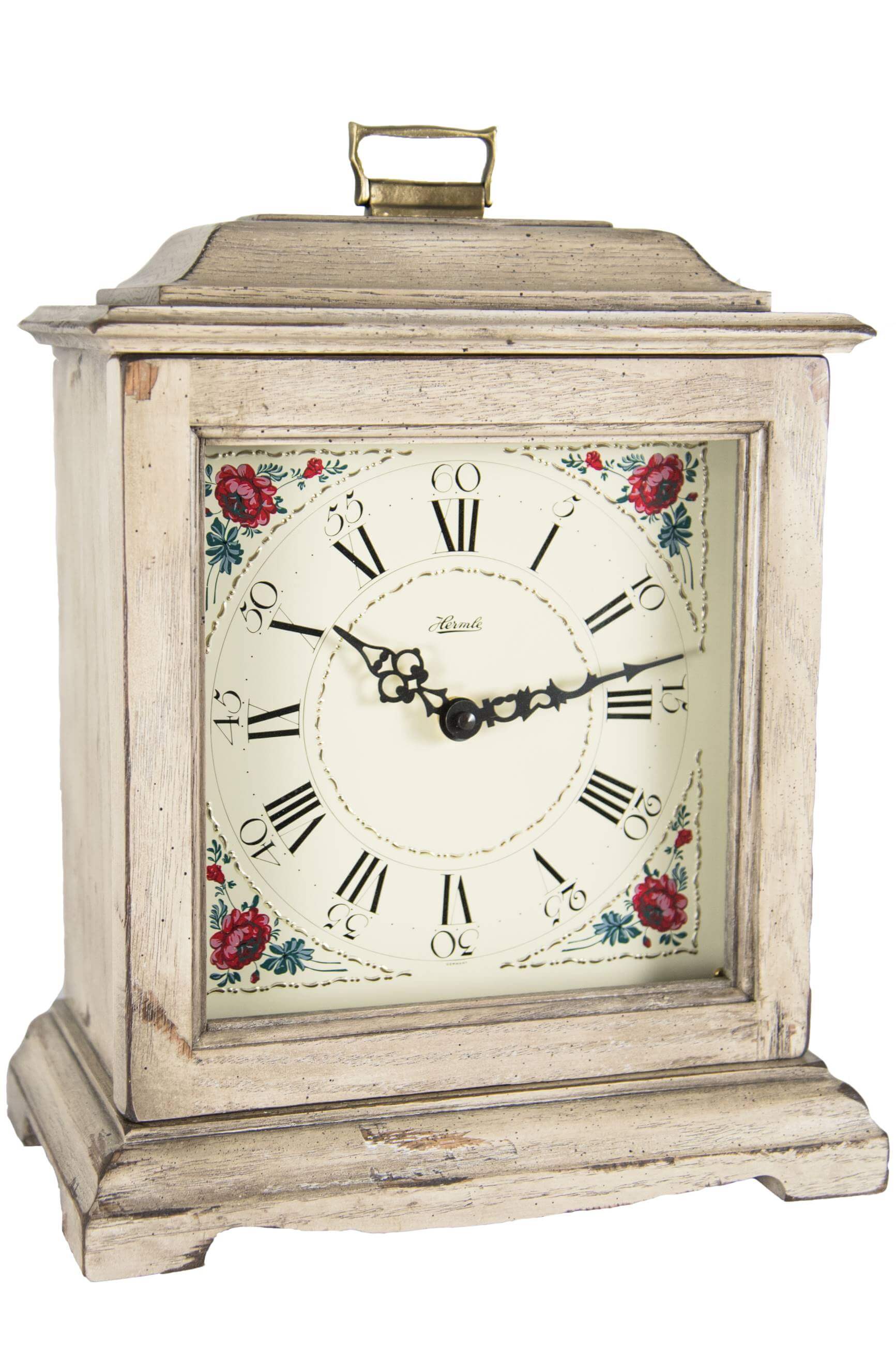 Hermle -Table clock White Vintage Floral Quartz 33cm- 22915-V62114