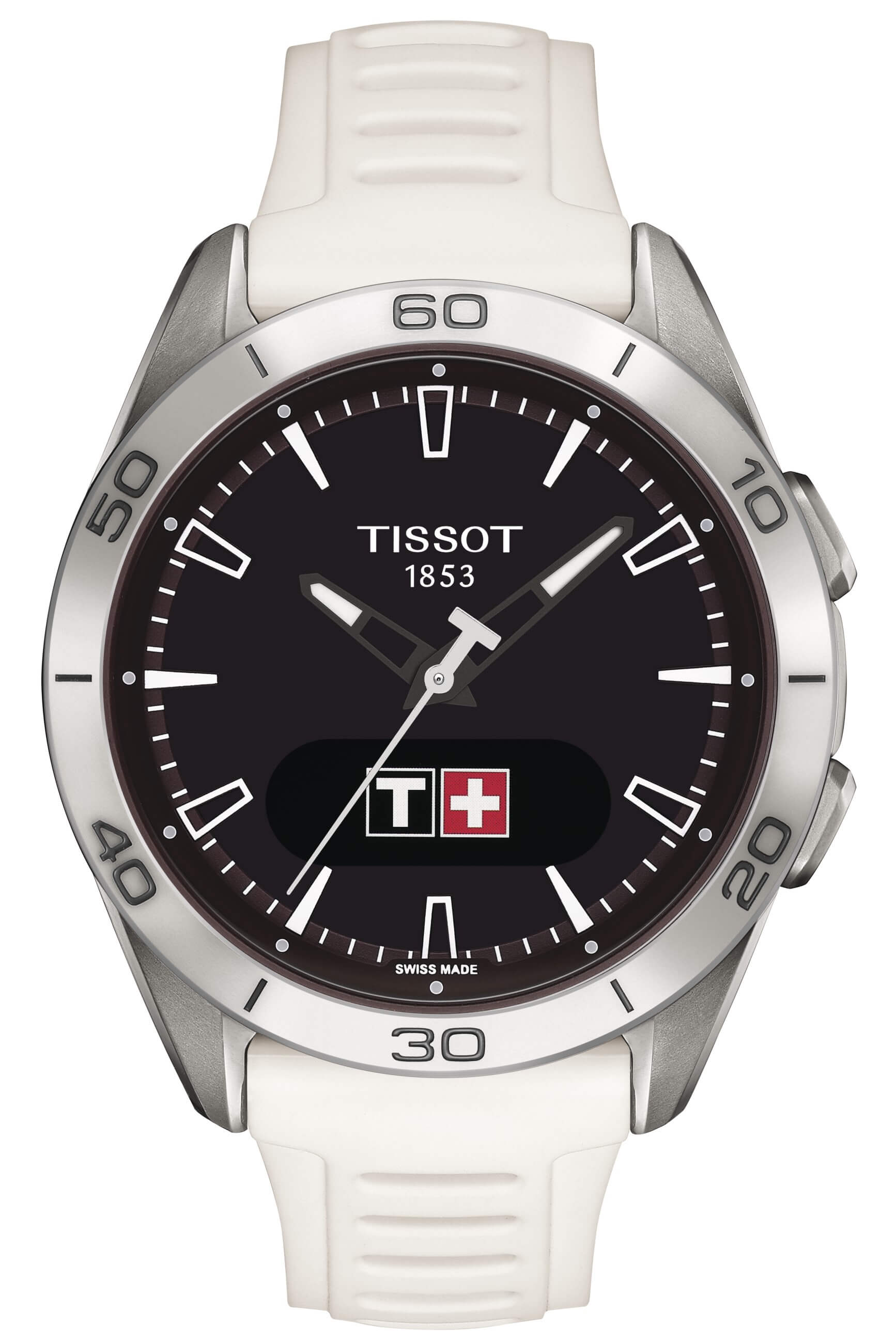 TISSOT -T-Touch Connect Sport Damen - und Herrenuhr Weiß Titan Quarz Saphirglas 43mm- T153.420.47.051.03