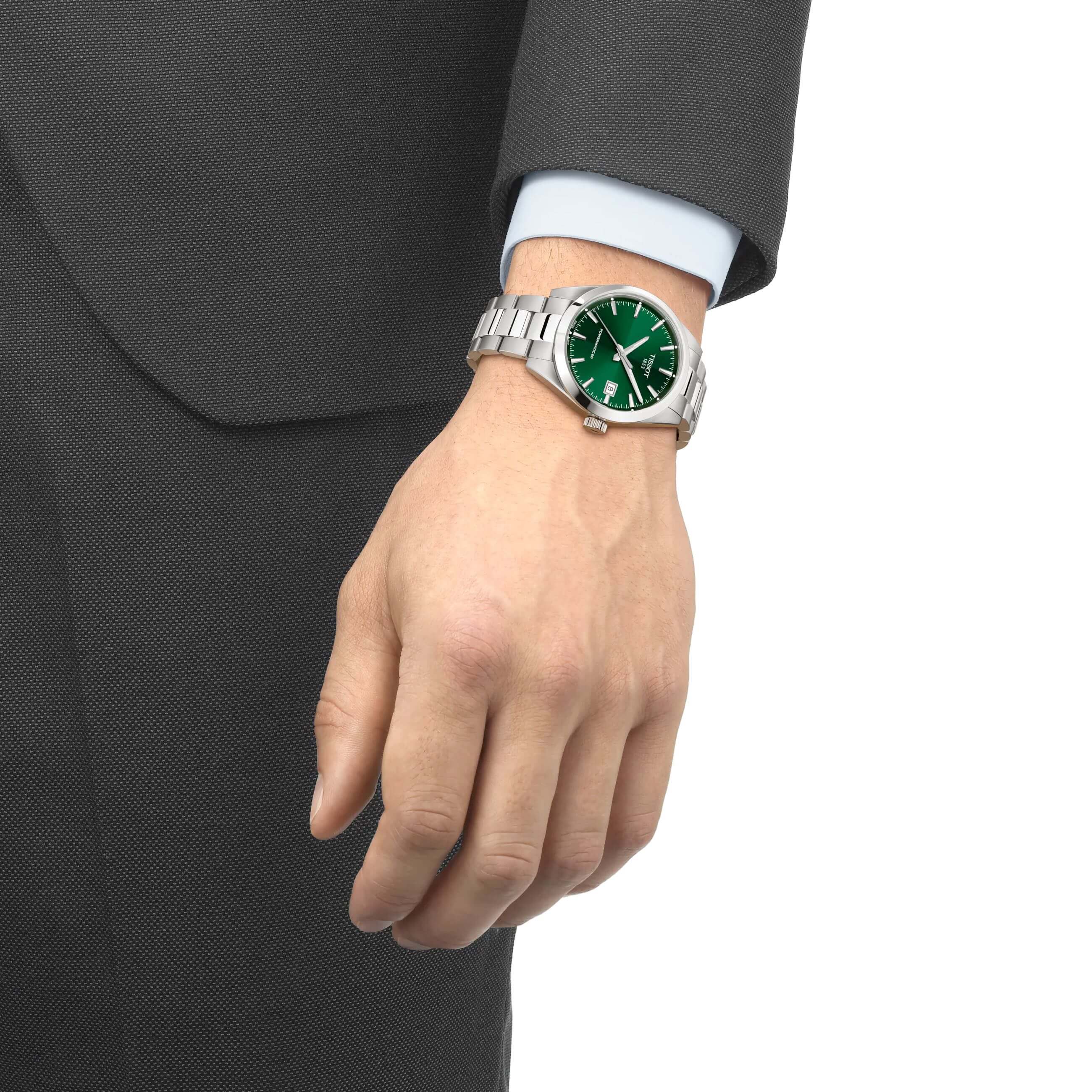 TISSOT -TISSOT Gentleman Automatik silber grün 38mm- T165.807.11.091.00