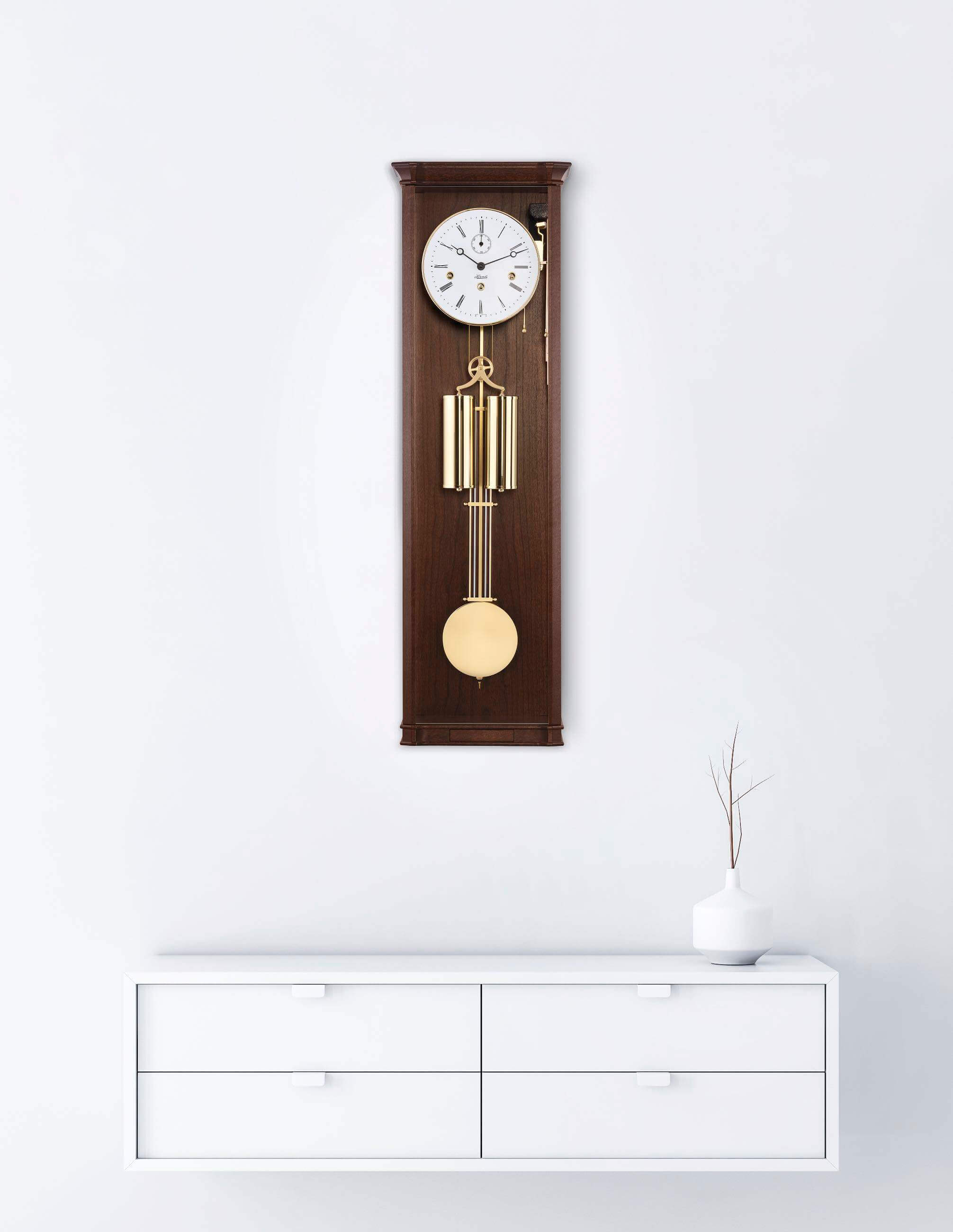 Hermle -Wall Clock Walnut Brass 8-Day Westminster Mechanical 88cm- 71008-030351