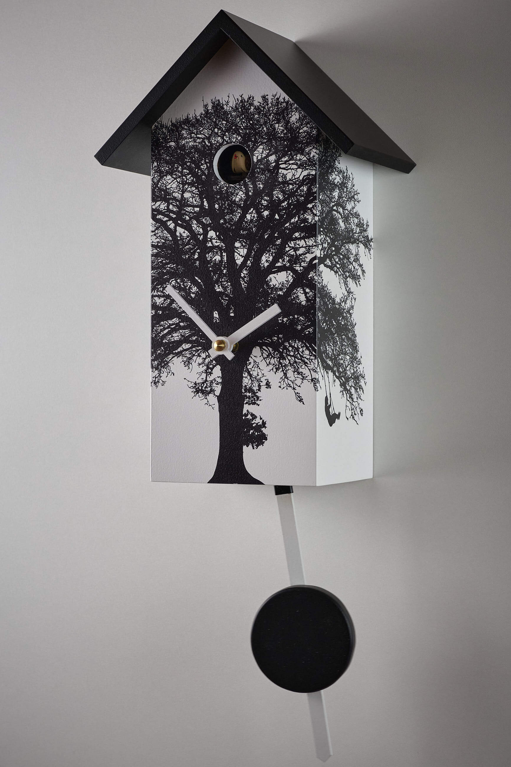 Engstler -Cuckoo clock modern white with tree quartz movement 29cm- 360/30 Q