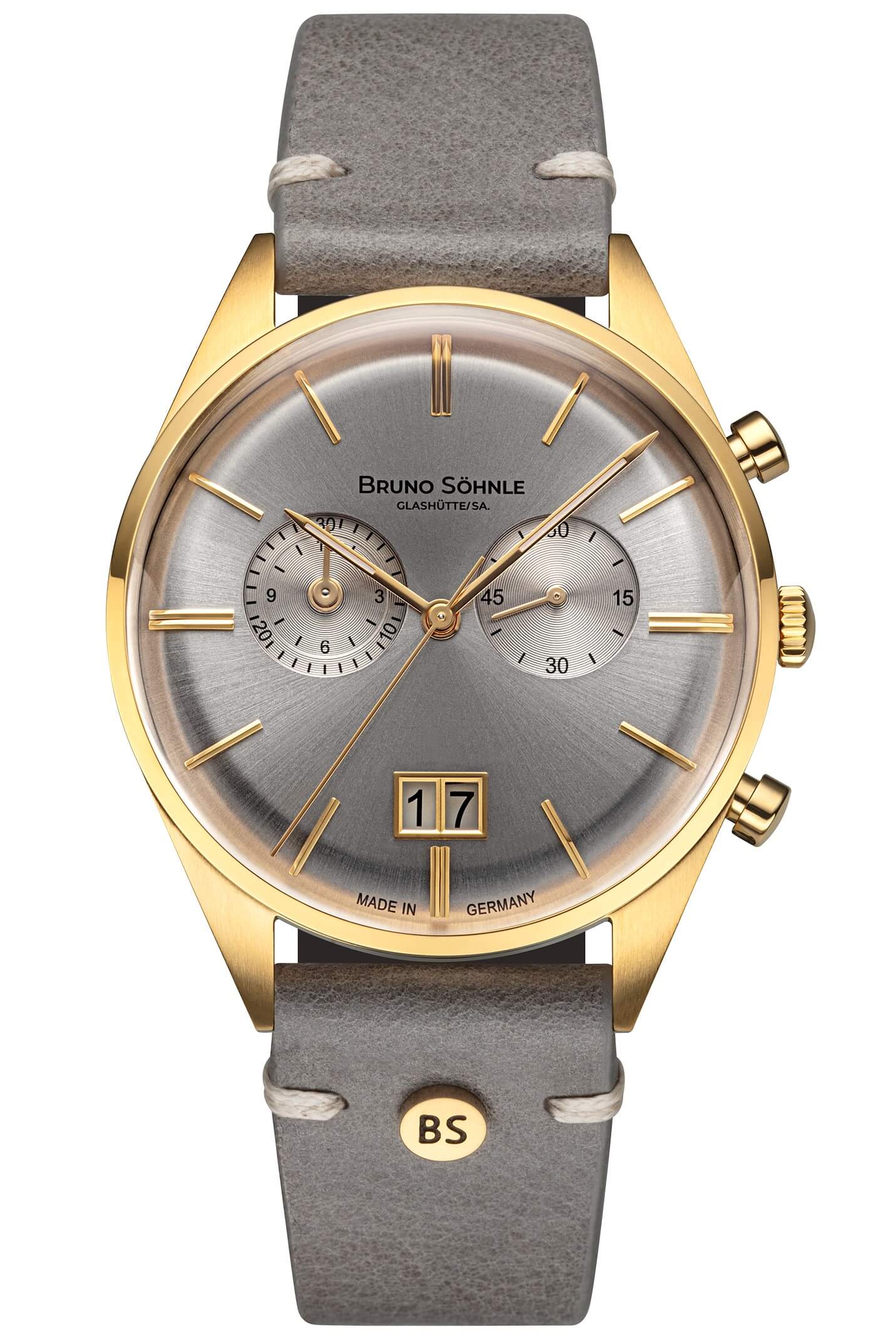 Bruno Söhnle -Merano Herrenuhr Grau Gold Chronograph Quarz Saphirglas 40mm- 17-33233-241
