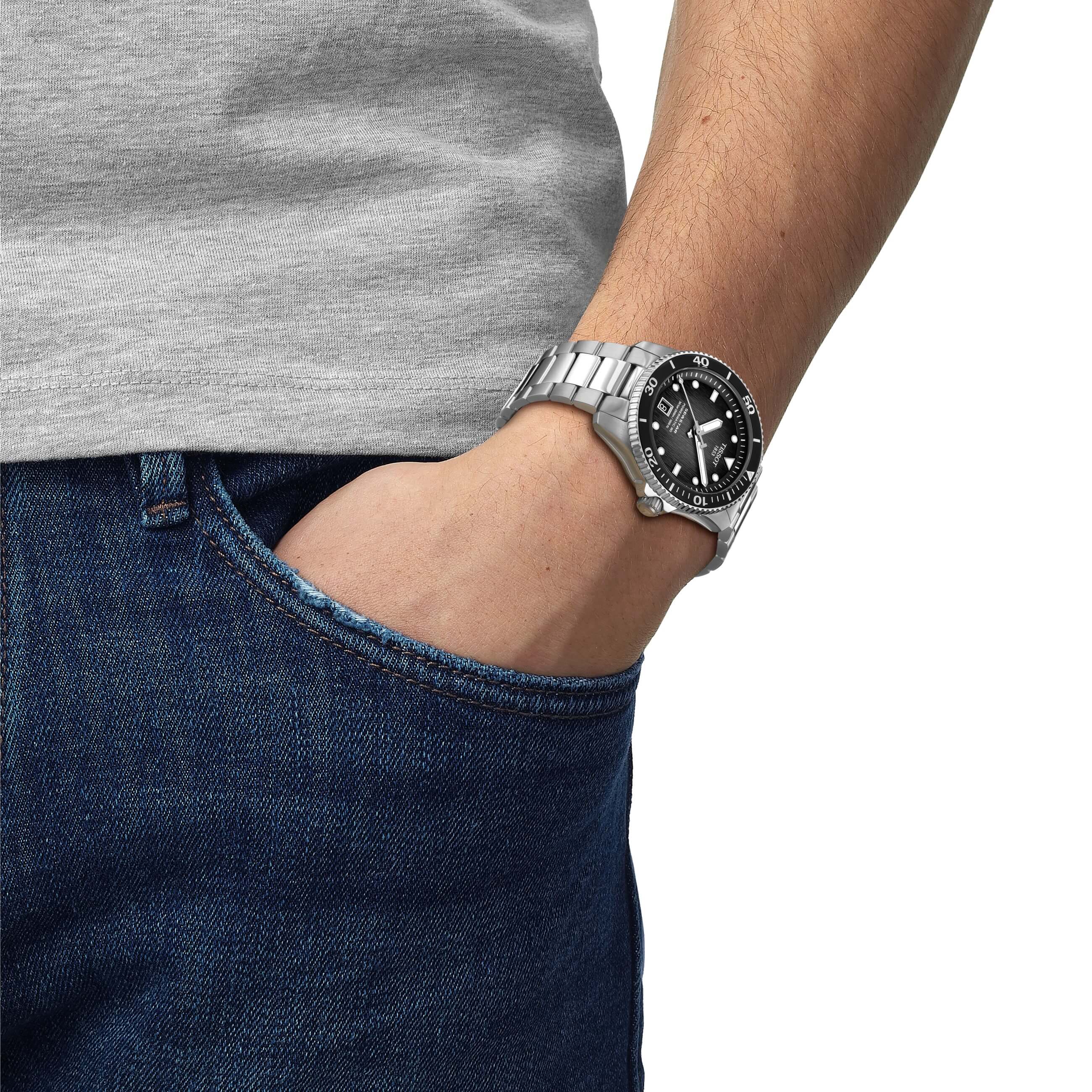 TISSOT -Seastar 1000 Powermatic 80 men's watch silver grey automatic sapphire crystal 40mm- T120.807.11.051.00