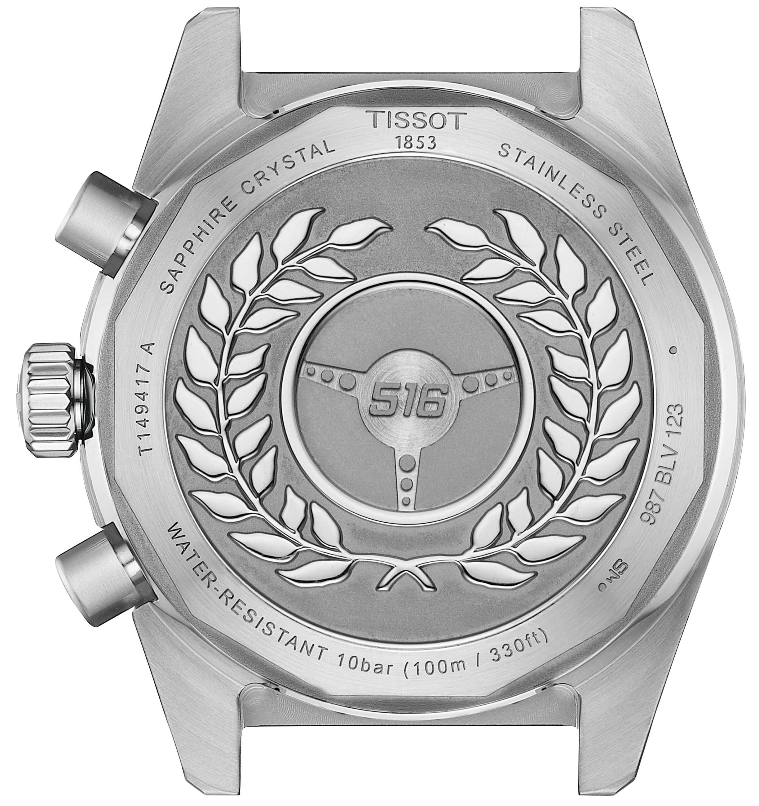 TISSOT -PR516 Chronograph Herrenuhr Silber Blau Quarz Saphirglas 40mm- T149.417.11.041.00
