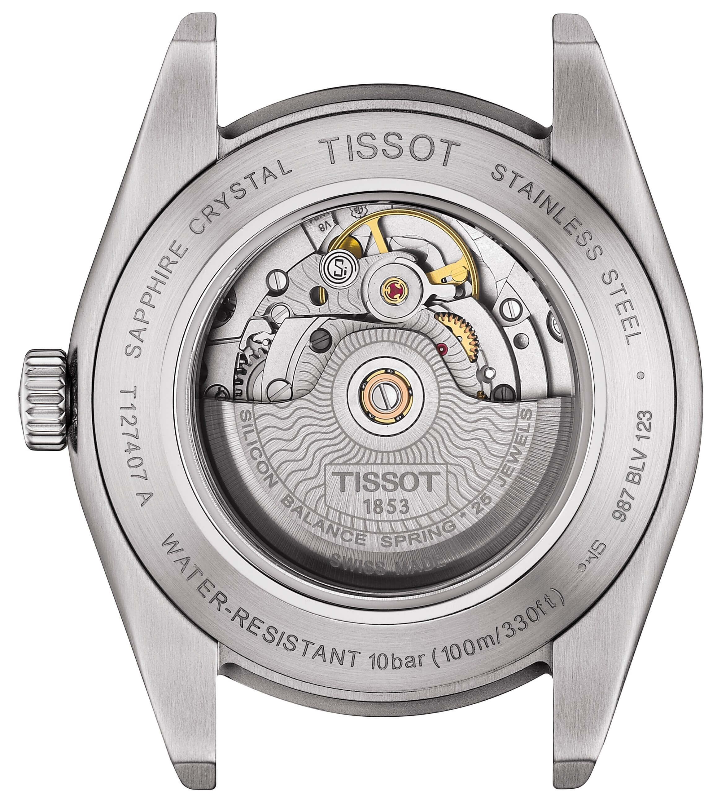 TISSOT -Gentleman Powermatic 80 Silicium men's watch silver blue automatic sapphire crystal 40mm- T127.407.11.351.00