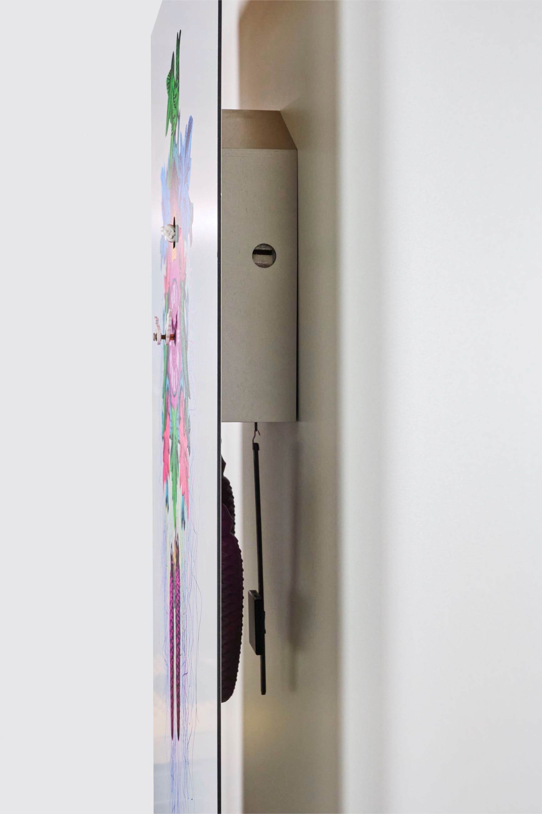 Romba -Real cuckoo clock as wall picture 90cm colourful white- AL37-AW