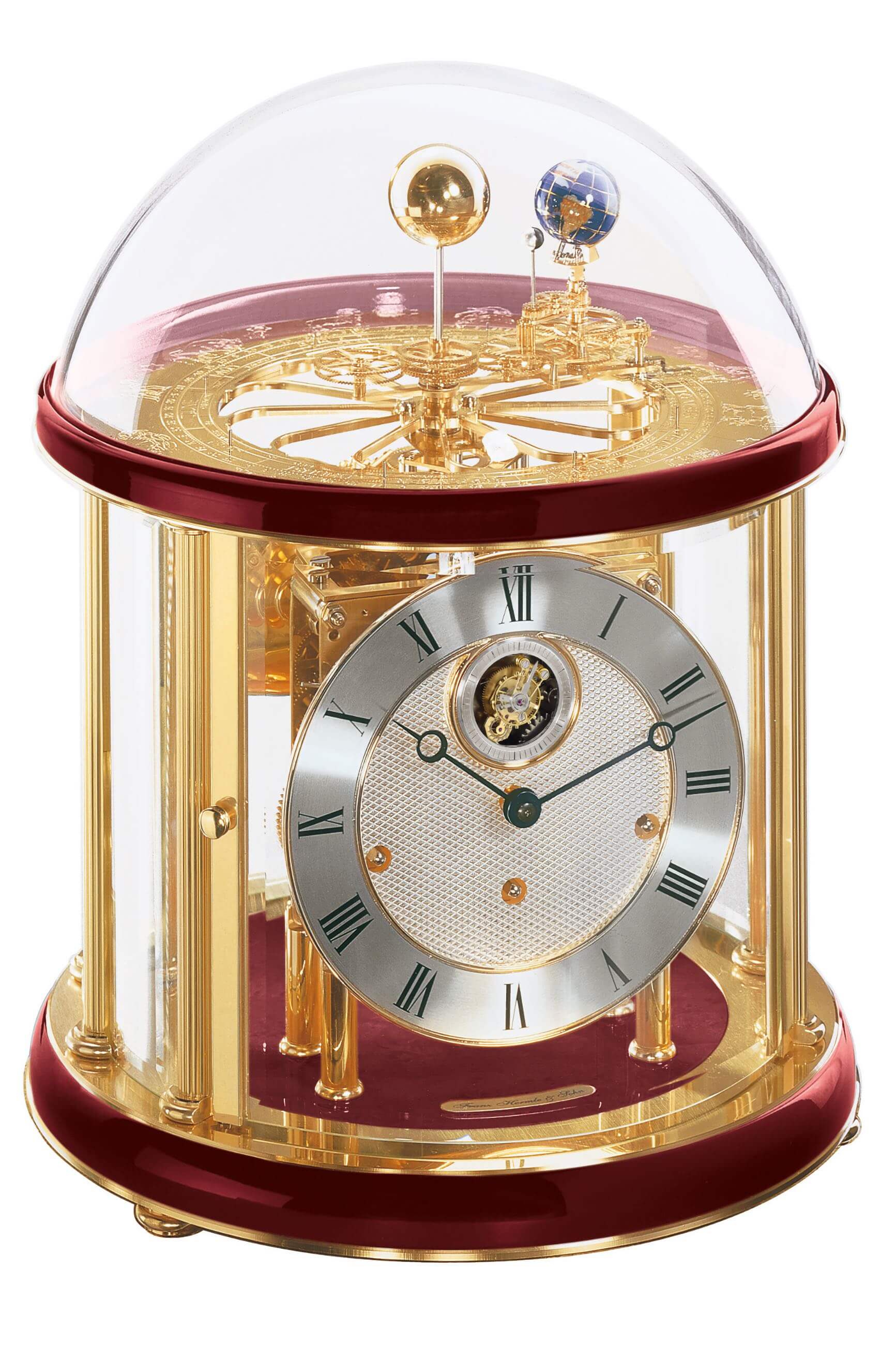 Hermle -Tellurium Tourbillon Rubinrot Messing 8-Tage Laufwerk 35cm- 23069-V20352