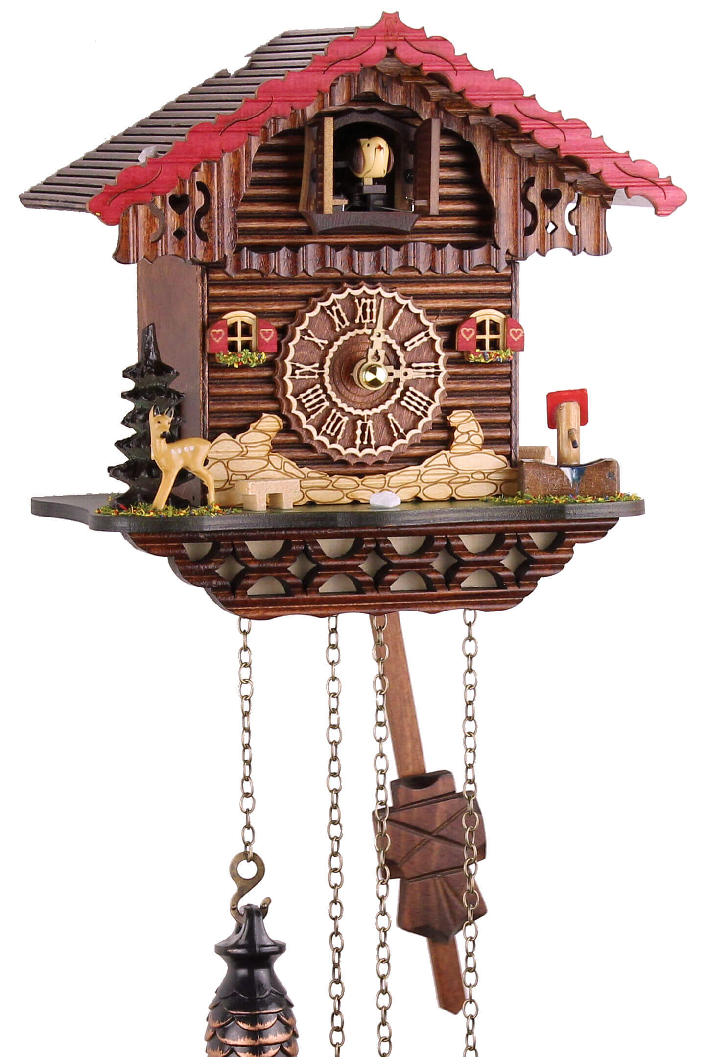 Trenkle -Blockhaus Kuckucksuhr Quarz Musik 20cm- 456 QM