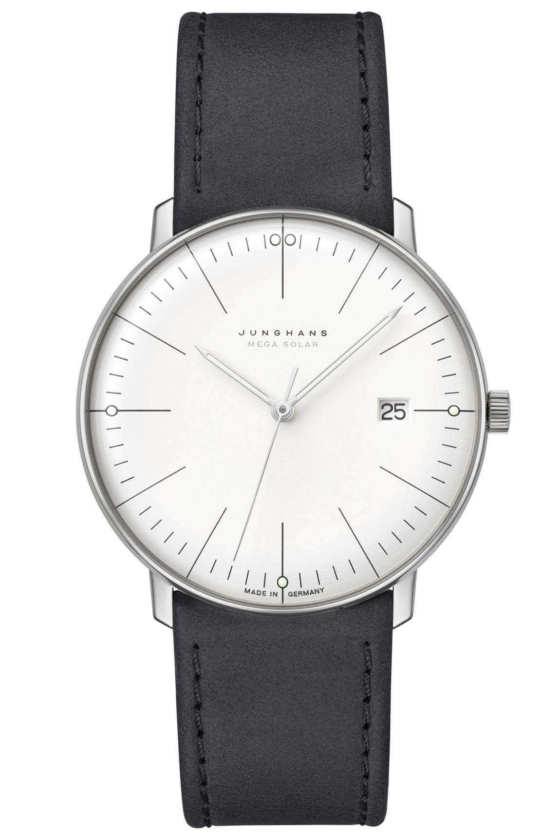 Junghans -max bill MEGA Solar Black Men's Watch Sapphire Crystal 38mm- 059/2020.02
