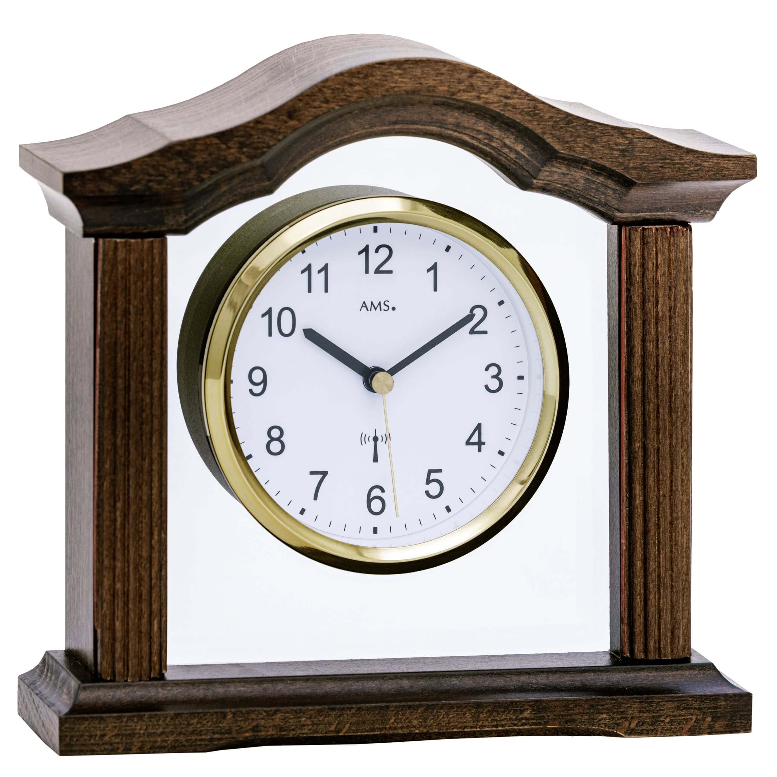 AMS -Walnut table clock radio controlled movement 19cm- 5139/1