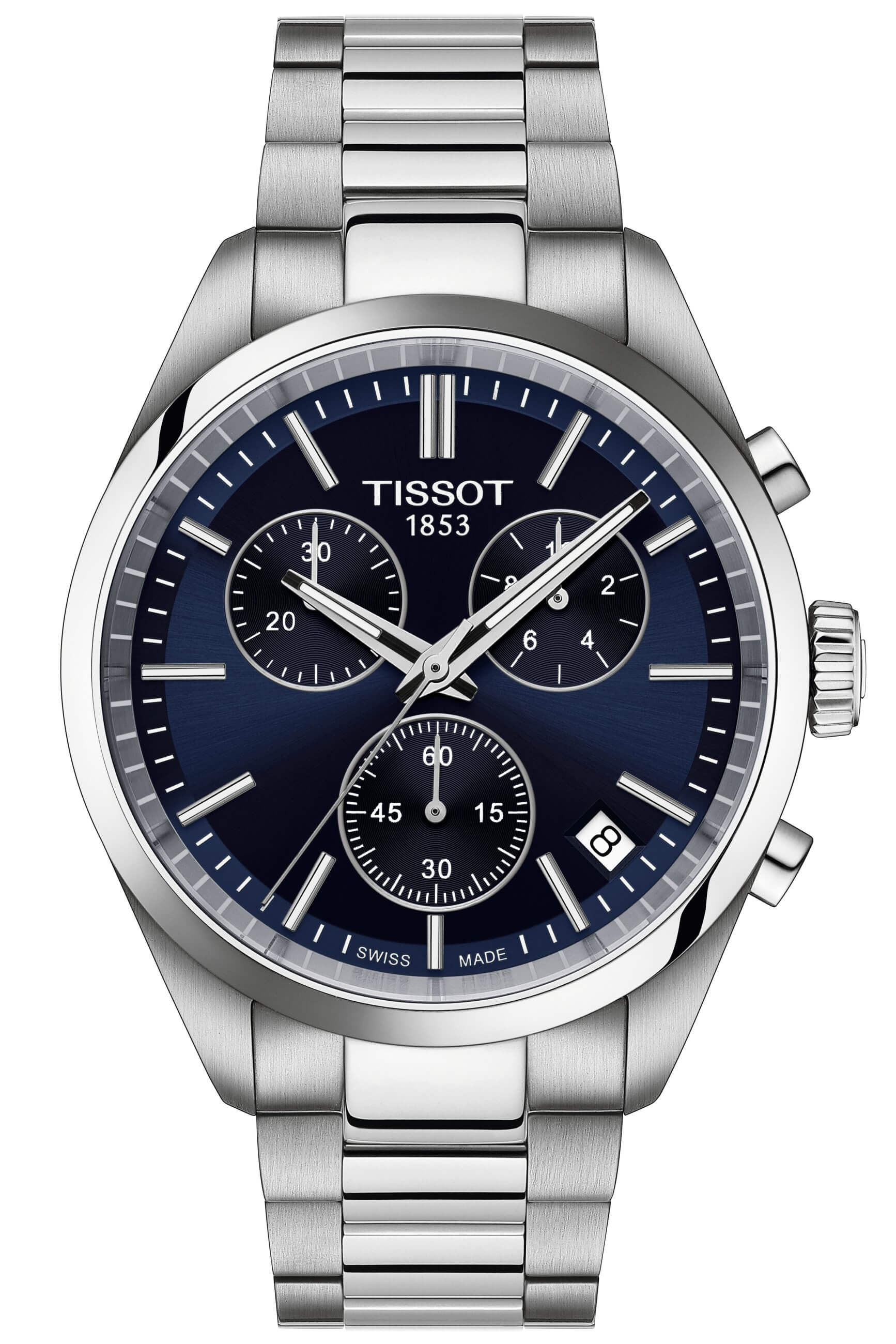 TISSOT -PR 100 Chronograph Men's Watch Silver Dark Blue Quartz Sapphire Crystal 40mm- T150.417.11.041.00