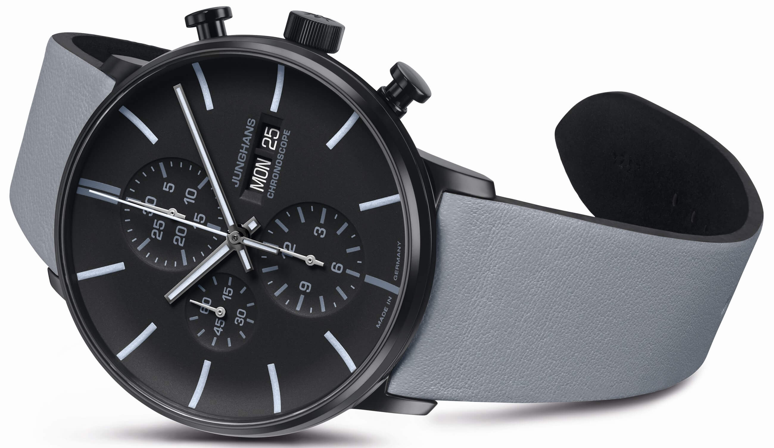 Junghans -FORM A Chronoscope Men's Watch Grey Black Automatic Sapphire Crystal 42mm- 027/4371.00