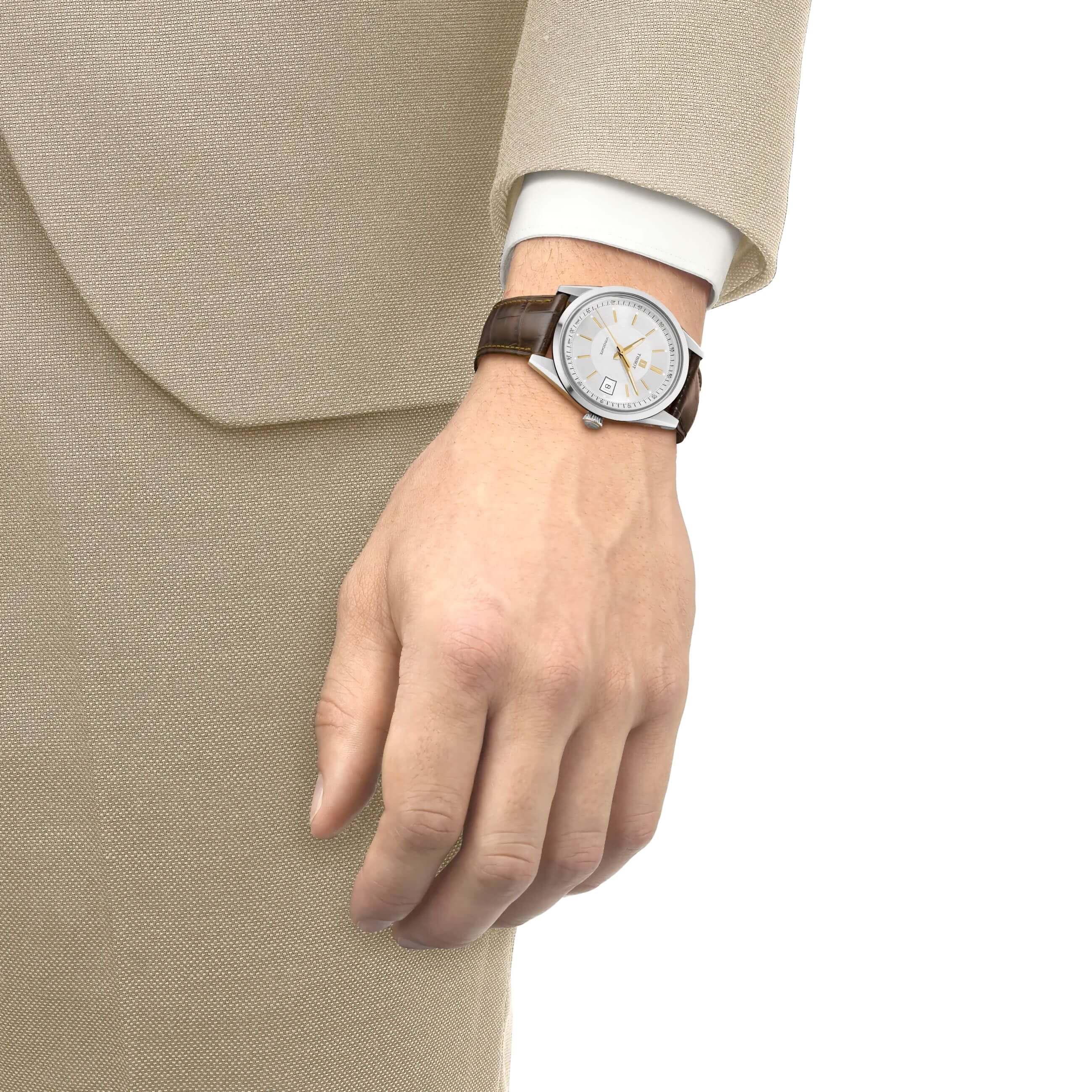 TISSOT -TISSOT Visodate Automatik silber braun 39mm- T157.407.16.031.00