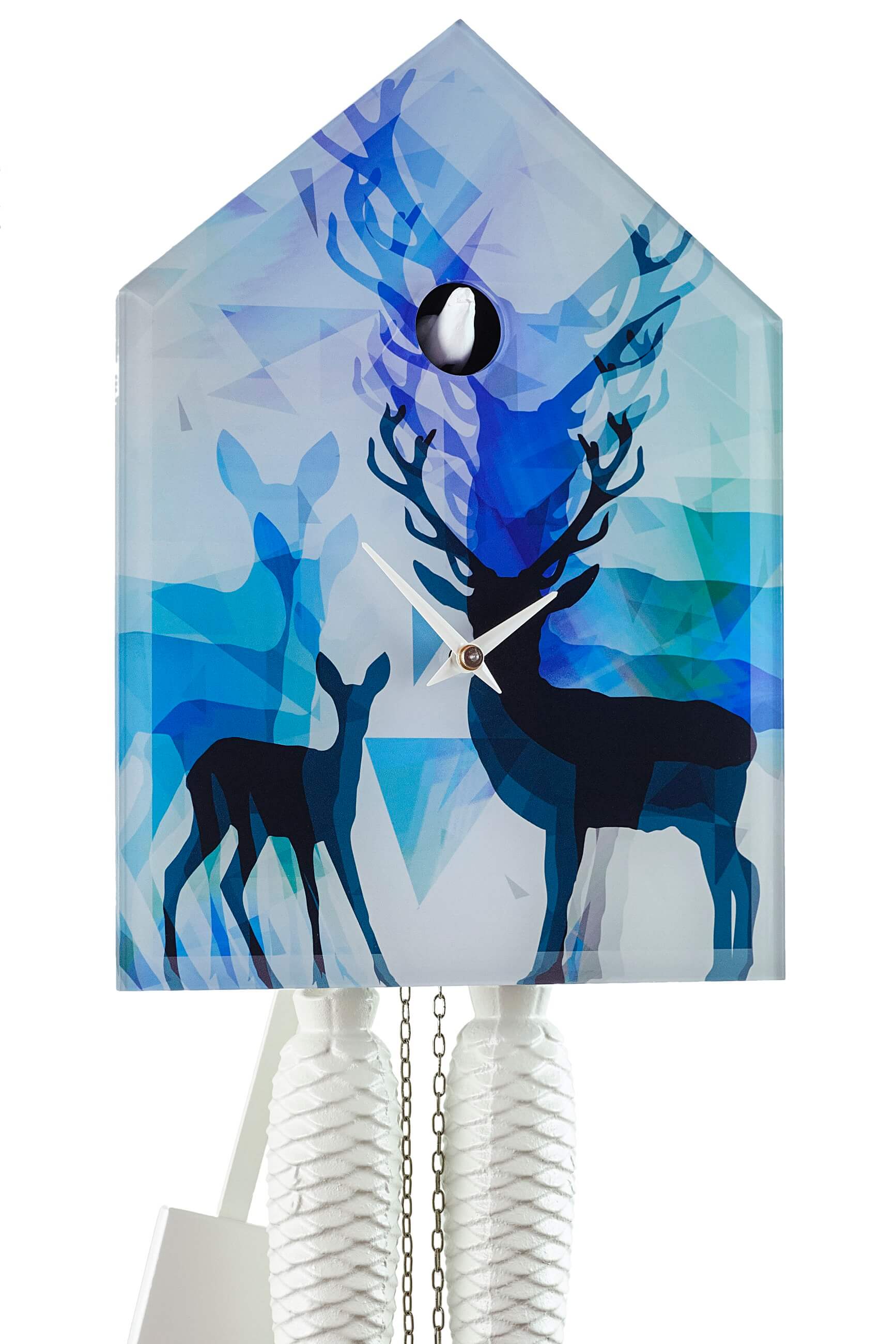 Romba -Cuckoo clock modern acrylic front design blue mechanical 8-day movement 31cm- MH-LP44-B