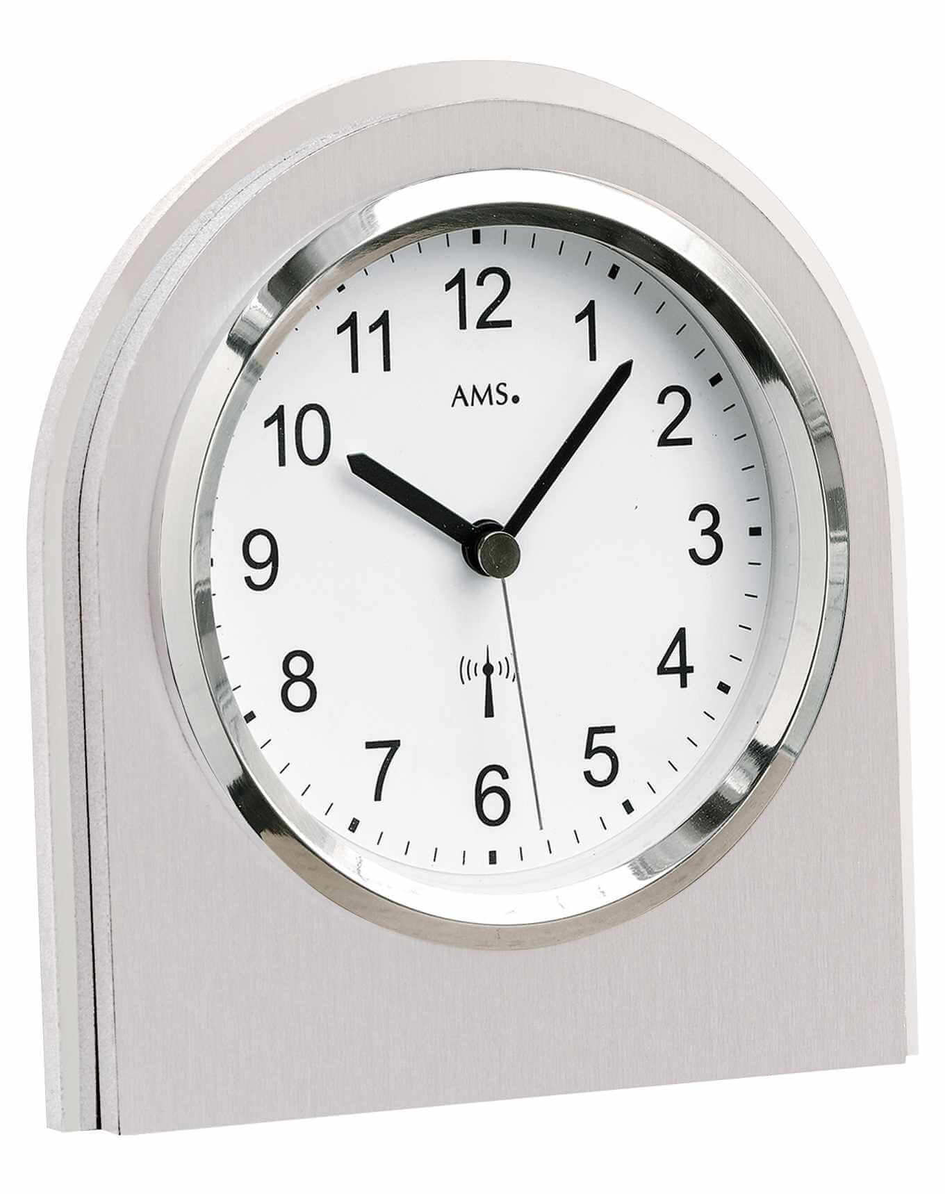 AMS -table clock silver radio controlled 13cm- 5198
