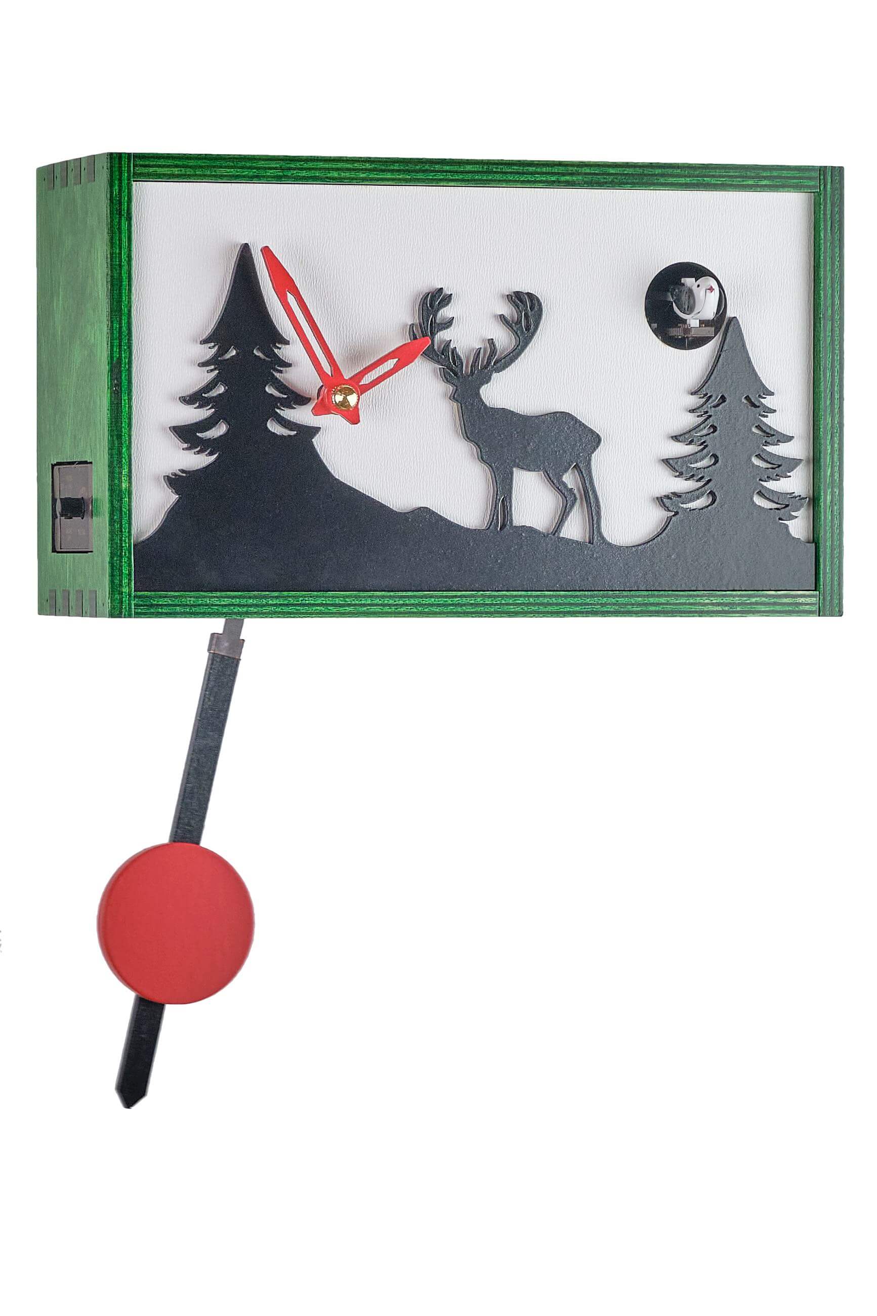 Trenkle -Cuckoo Clock Quartz Movement Modern Box Deer Green 24cm- 3503 QM