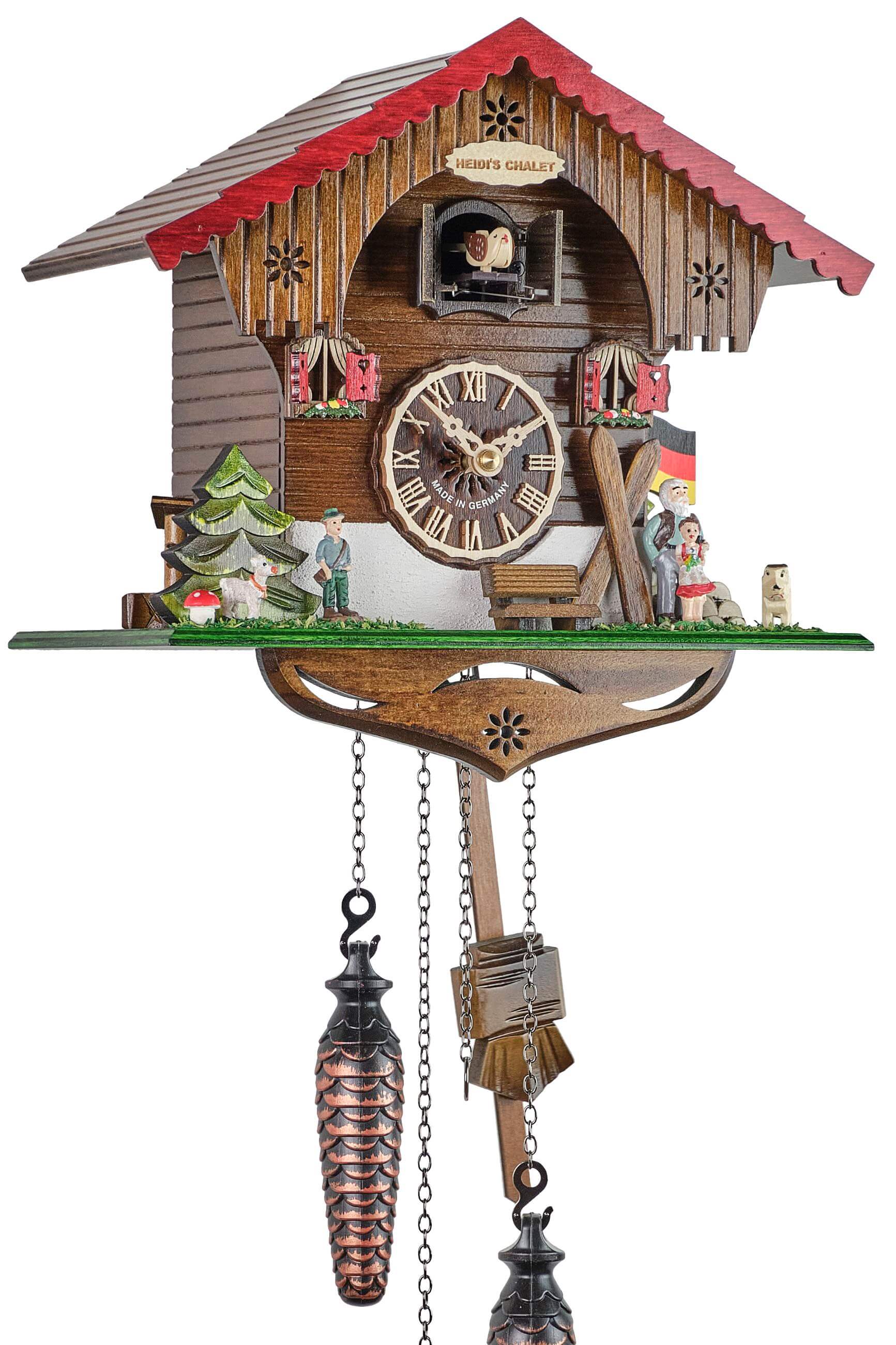 Engstler -Cuckoo clock Heidihaus with flag quartz movement 25cm- 3703 Q