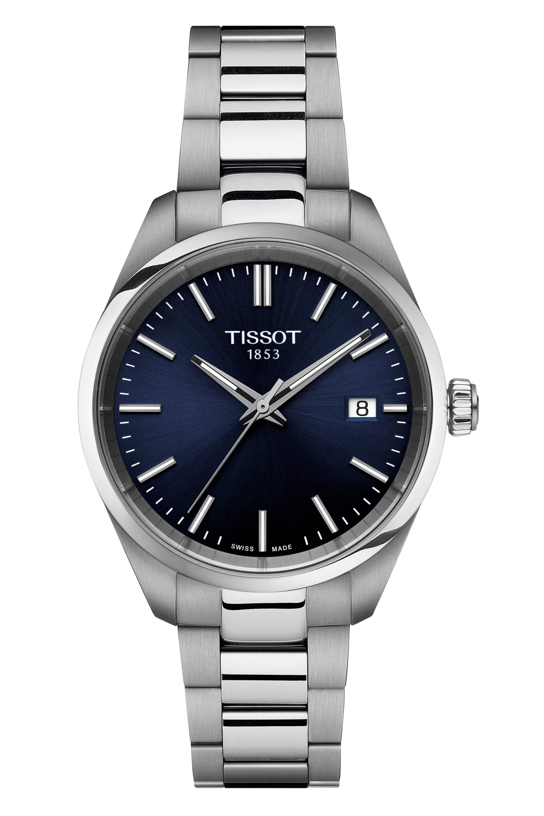 TISSOT -PR 100 ladies' watch silver blue quartz date sapphire crystal 34mm- T150.210.11.041.00