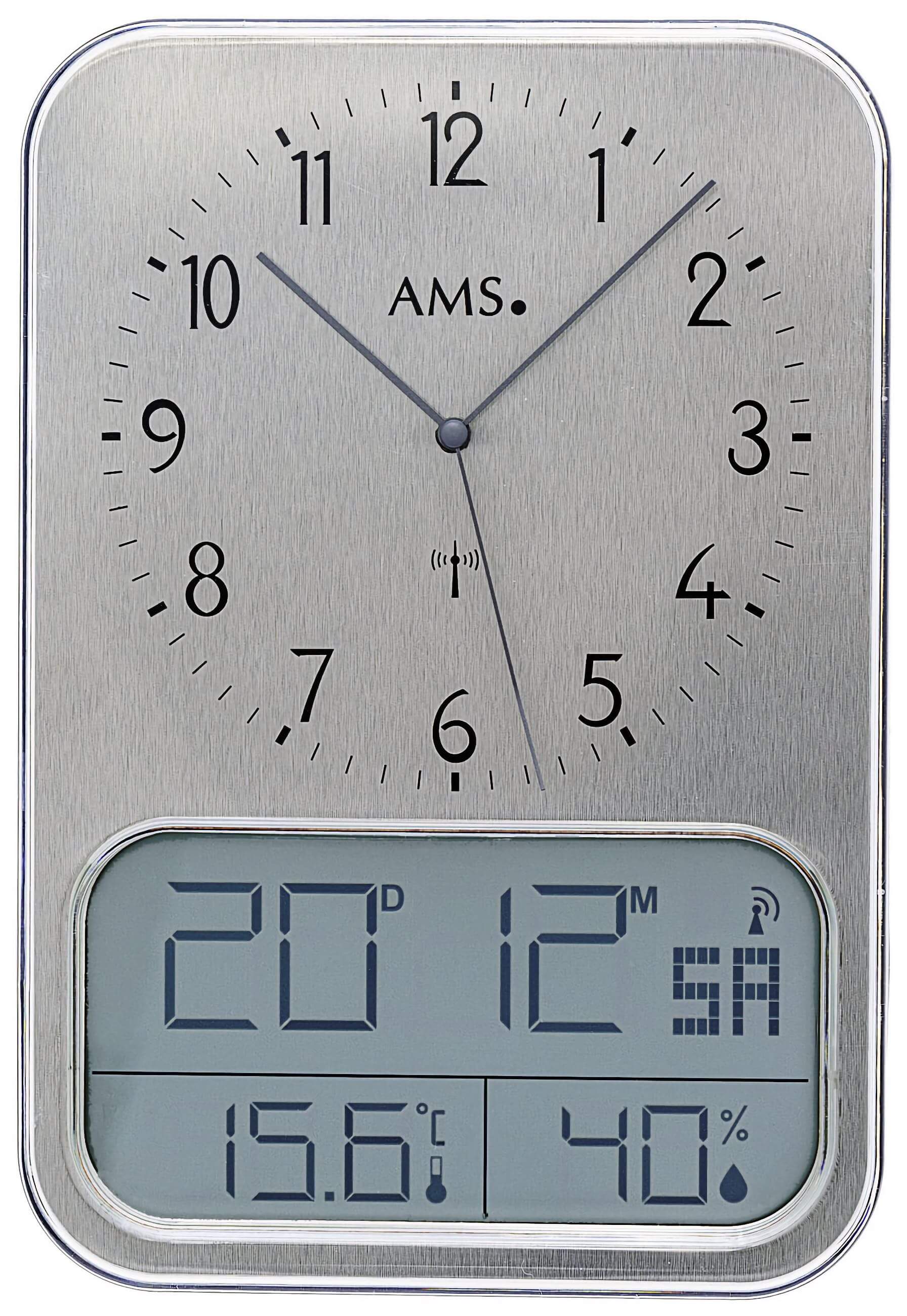 AMS -AMS Funk Wanduhr Digital Anzeige 37cm- 5891A
