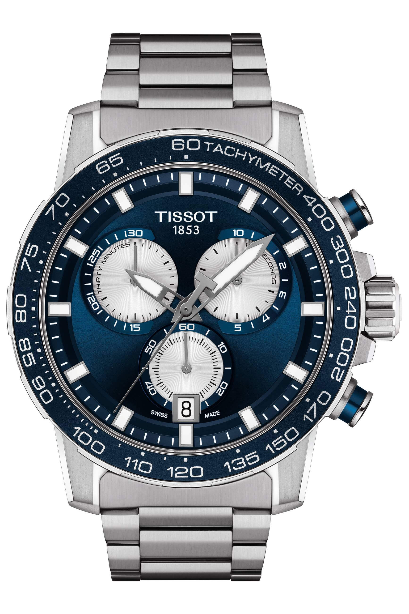 TISSOT -Supersport Chrono Men's Watch Silver Blue Quartz 46mm- T125.617.11.041.00
