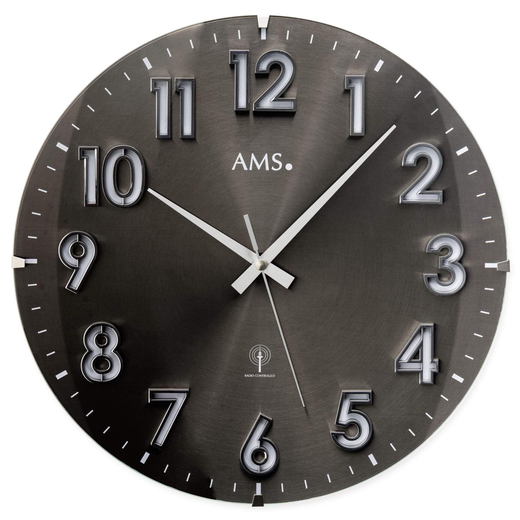 AMS -Wall clock aluminium radio controlled movement 33cm- 5974A