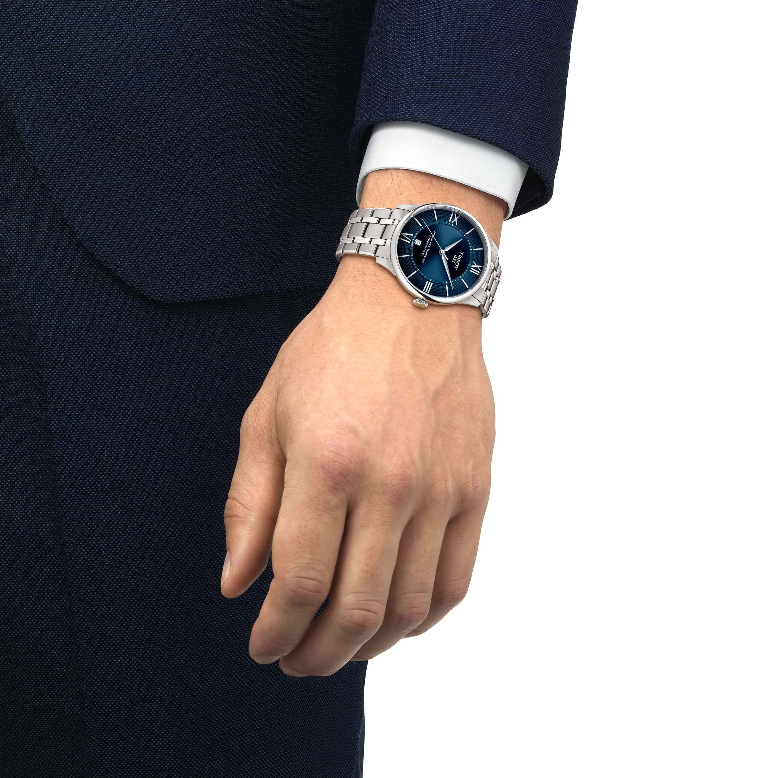 TISSOT -Chemin Des Tourelles men's watch silver blue automatic sapphire crystal 42mm- T139.407.11.048.00