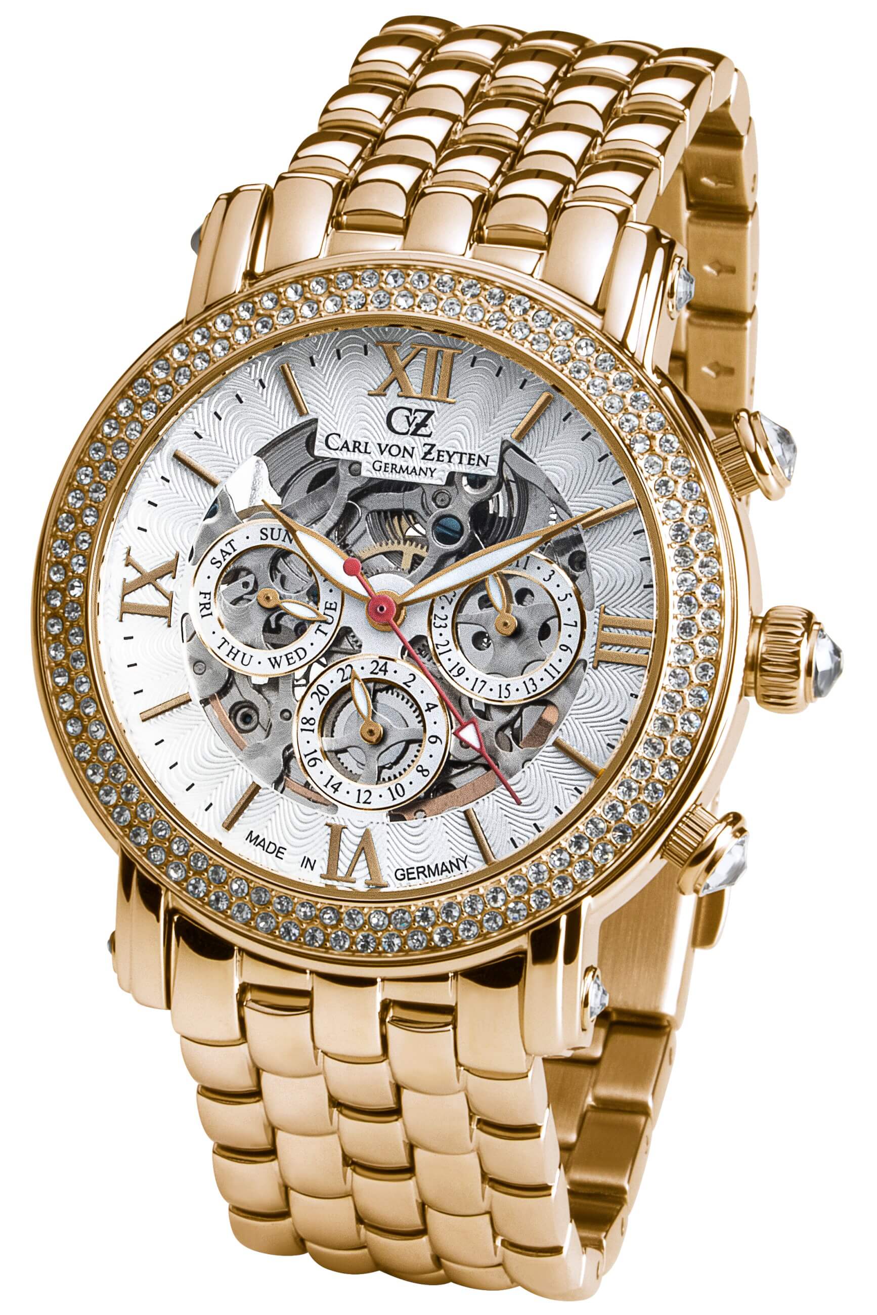 Carl von Zeyten -Kniebis ladies' watch gold white skeleton movement sapphire crystal automatic 40mm- CVZ0062GWMS