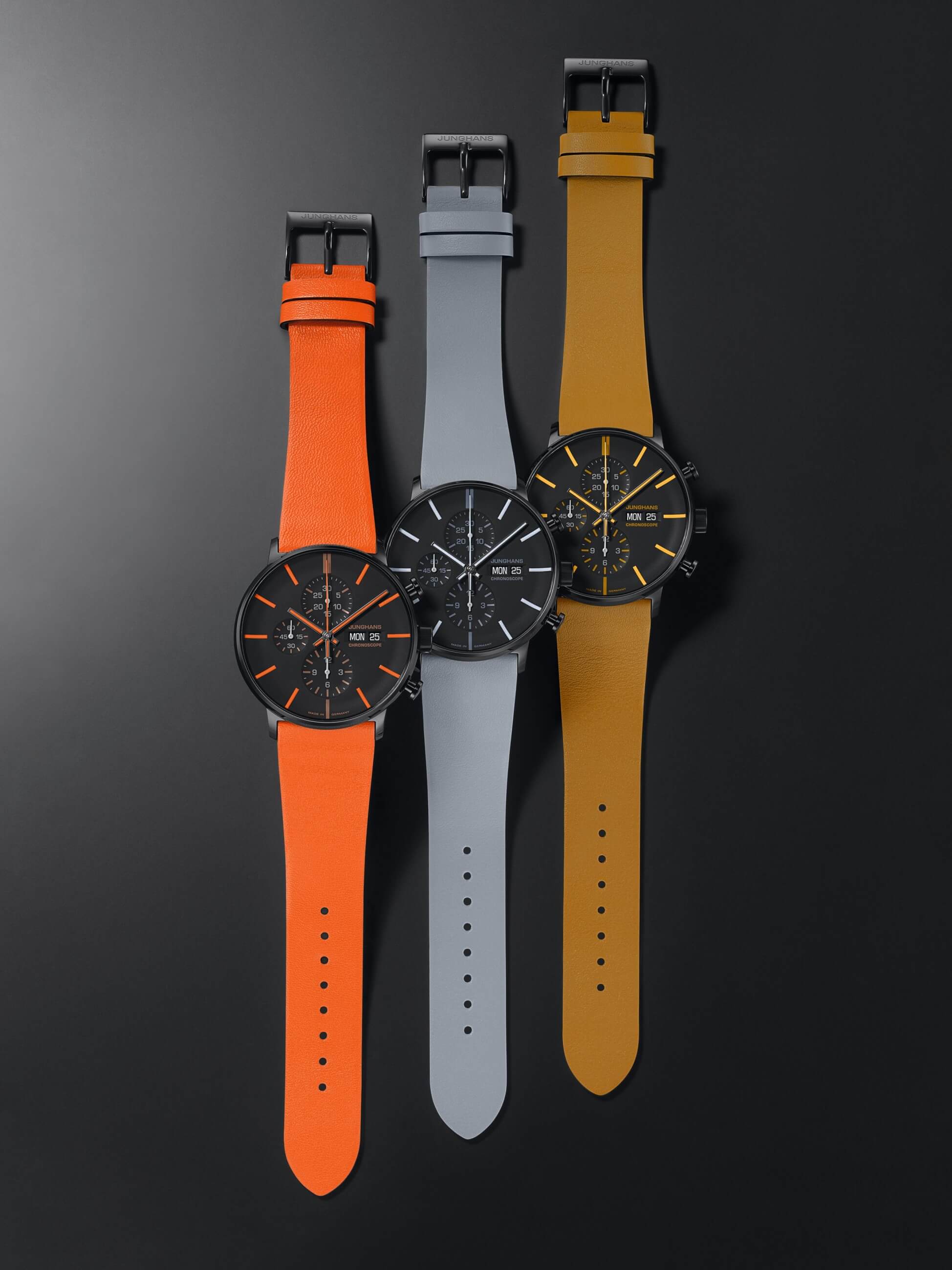 Junghans -FORM A Chronoscope Men's Watch Orange Black Automatic Sapphire Crystal 42mm- 027/4370.00