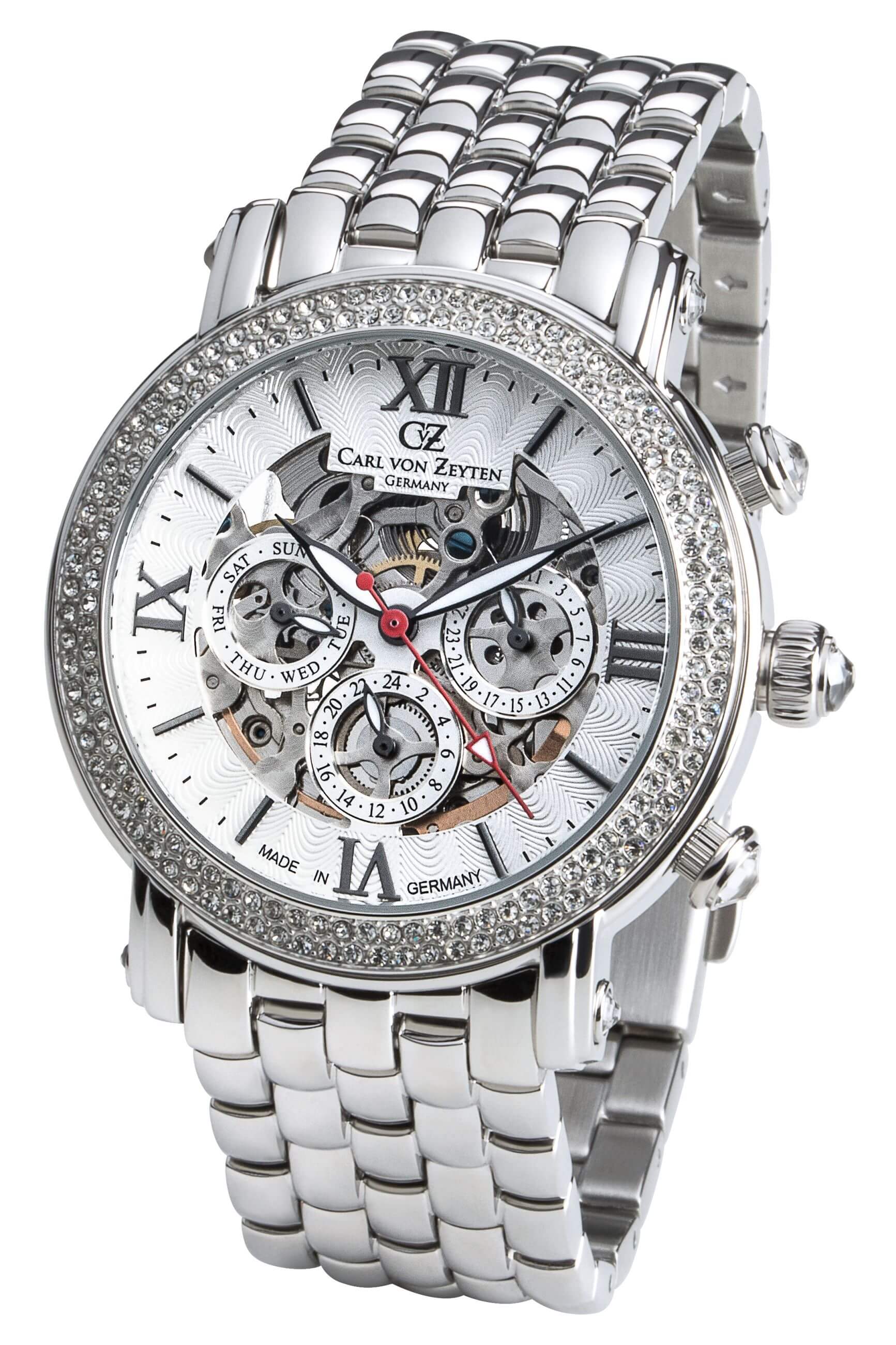 Carl von Zeyten -Kniebis ladies' watch silver white skeleton movement sapphire crystal automatic 40mm- CVZ0062WHMS