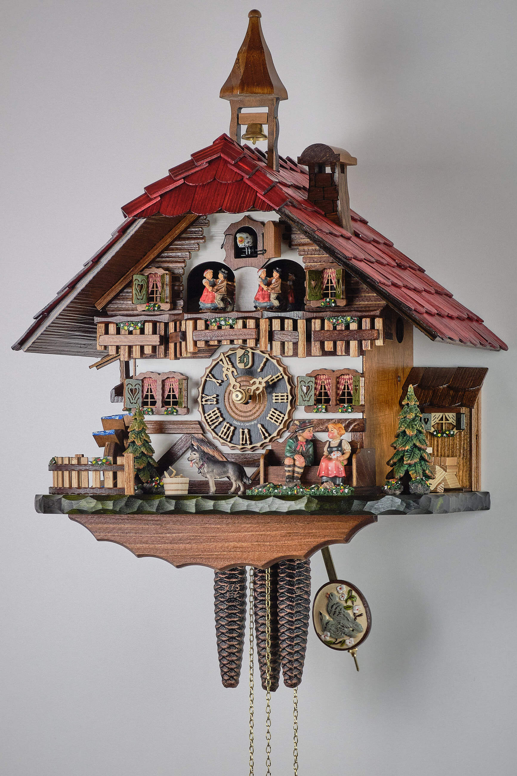 Hönes -Cuckoo clock 24-hour movement music kissing couple 45cm- 624T