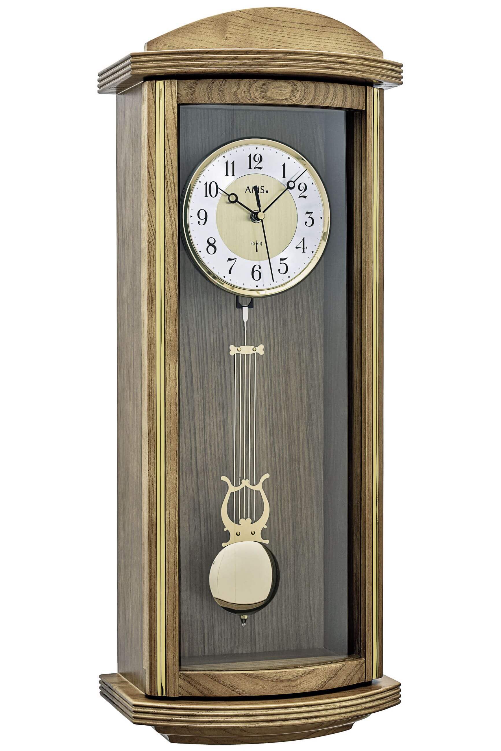 AMS -AMS Funk Pendelwanduhr Eiche 66cm- 5015/4