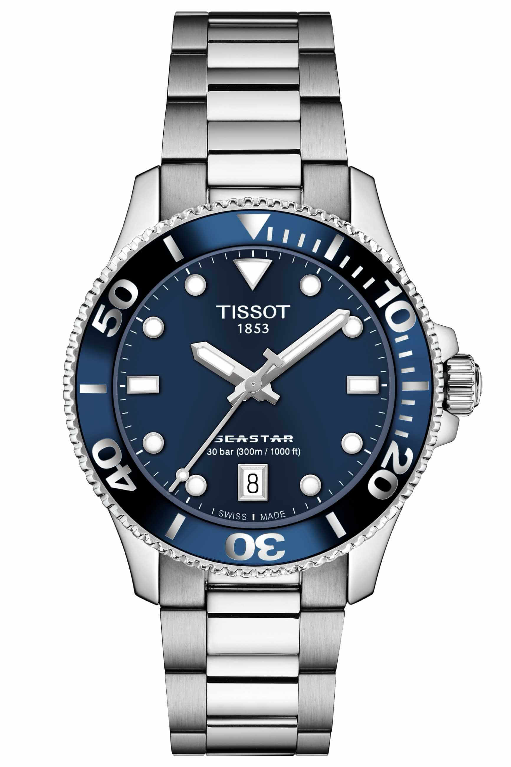 TISSOT -Seastar 1000 ladies' watch silver blue 36mm- T120.210.11.041.00