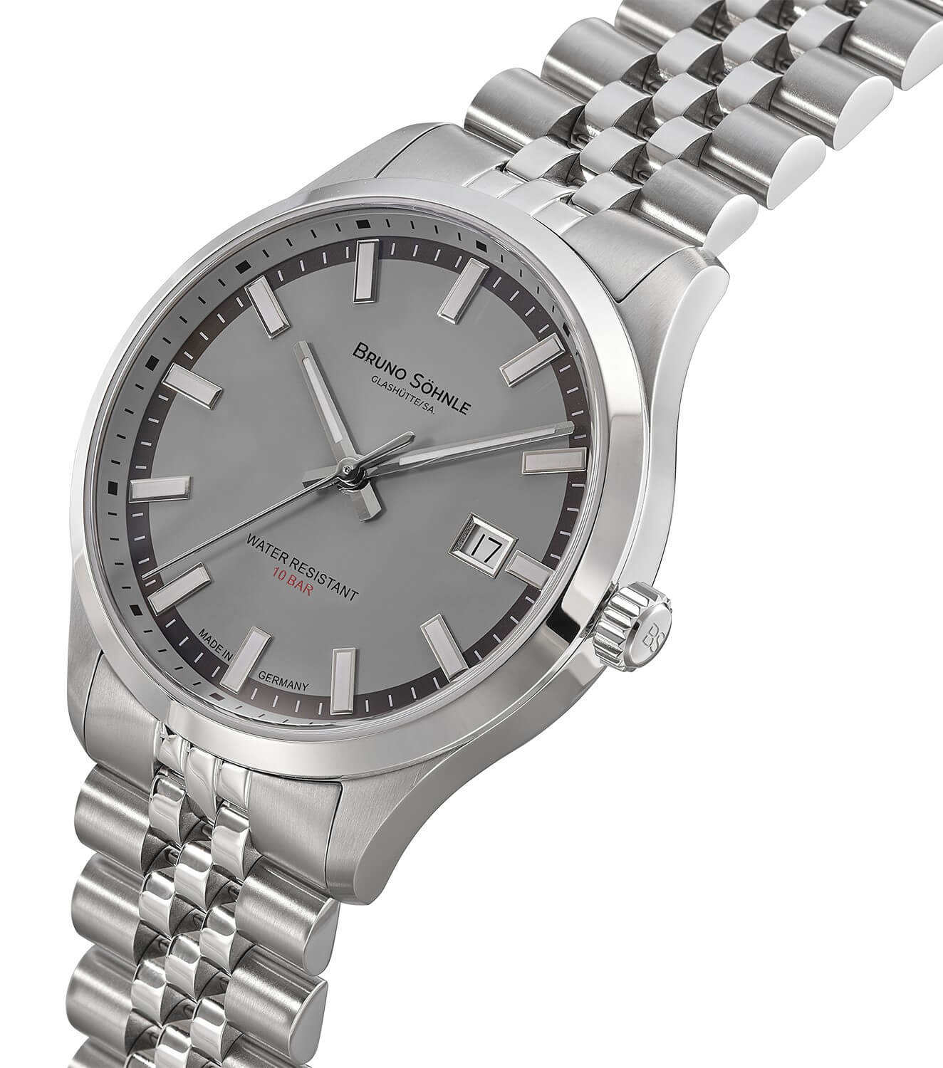 Bruno Söhnle -Turin Automatik Herrenuhr Silber Dunkelgrau Datum Saphirglas 40mm- 17-12230-840