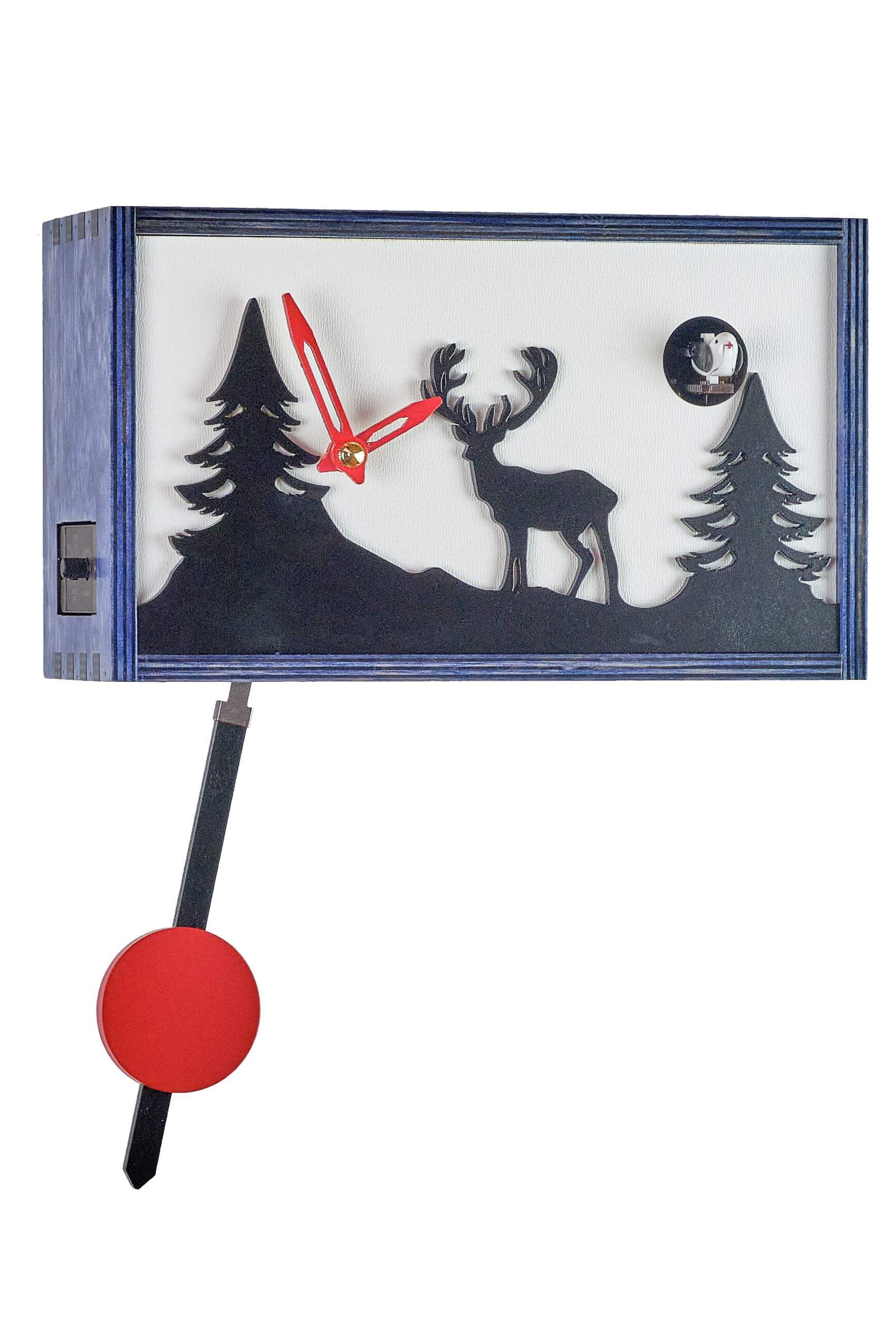 Trenkle -Cuckoo Clock Quartz Movement Modern Box Deer Blue 24cm- 3502 QM